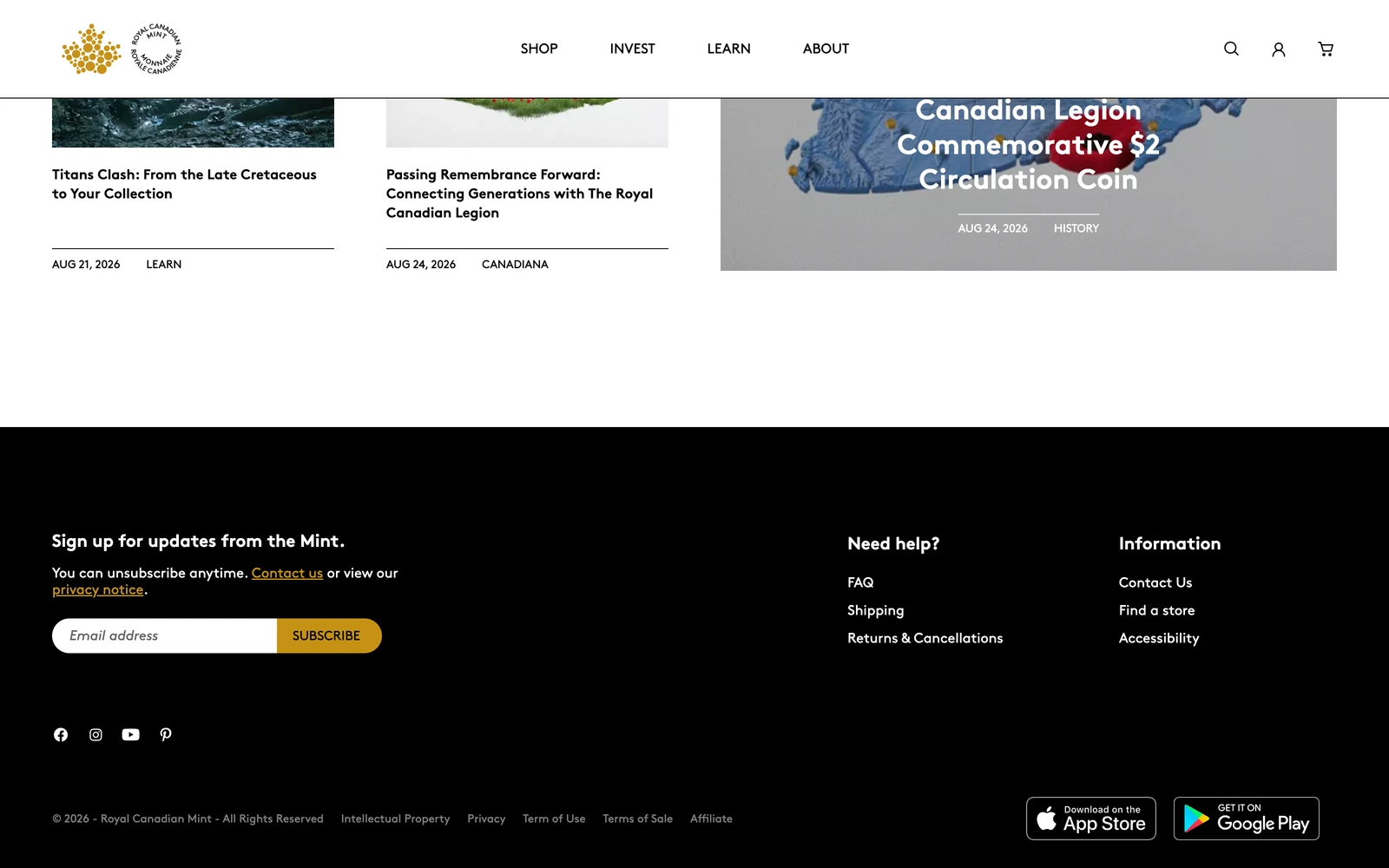 Bottom screenshot of Mint.ca