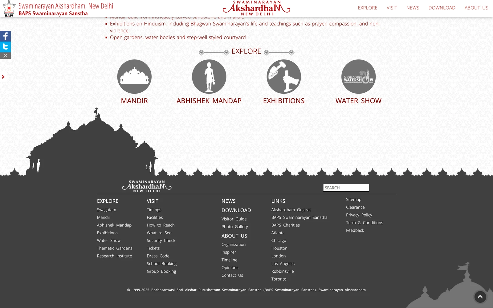 Bottom screenshot of Akshardham.com