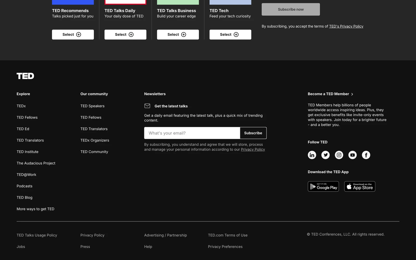 Bottom screenshot of TED.com