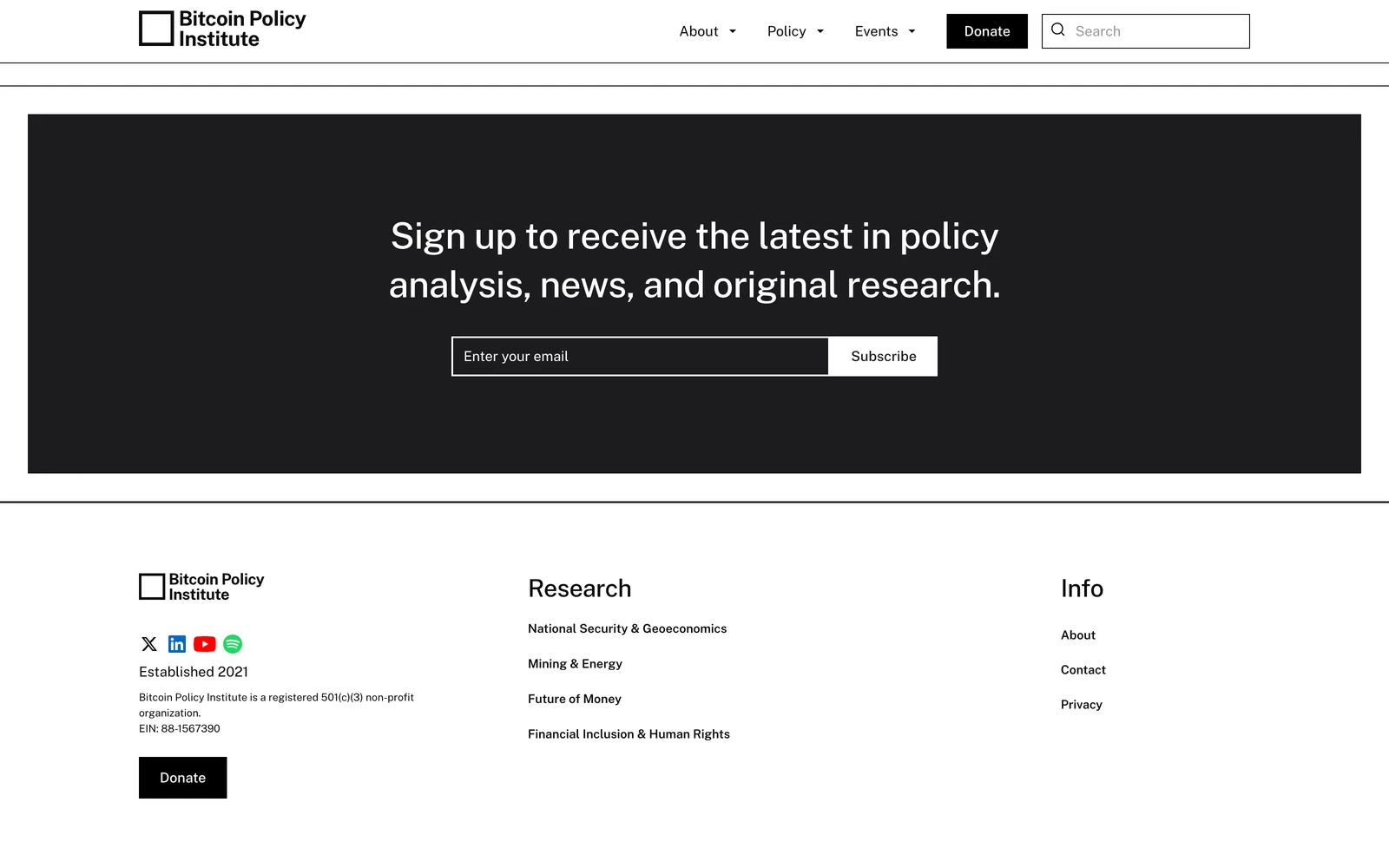Bottom screenshot of BTCPolicy.org