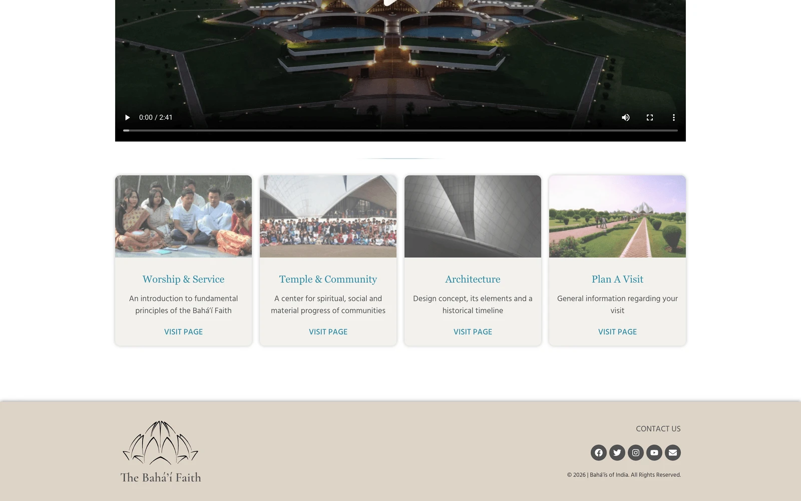 Bottom screenshot of BahaiHouseOfWorship.in