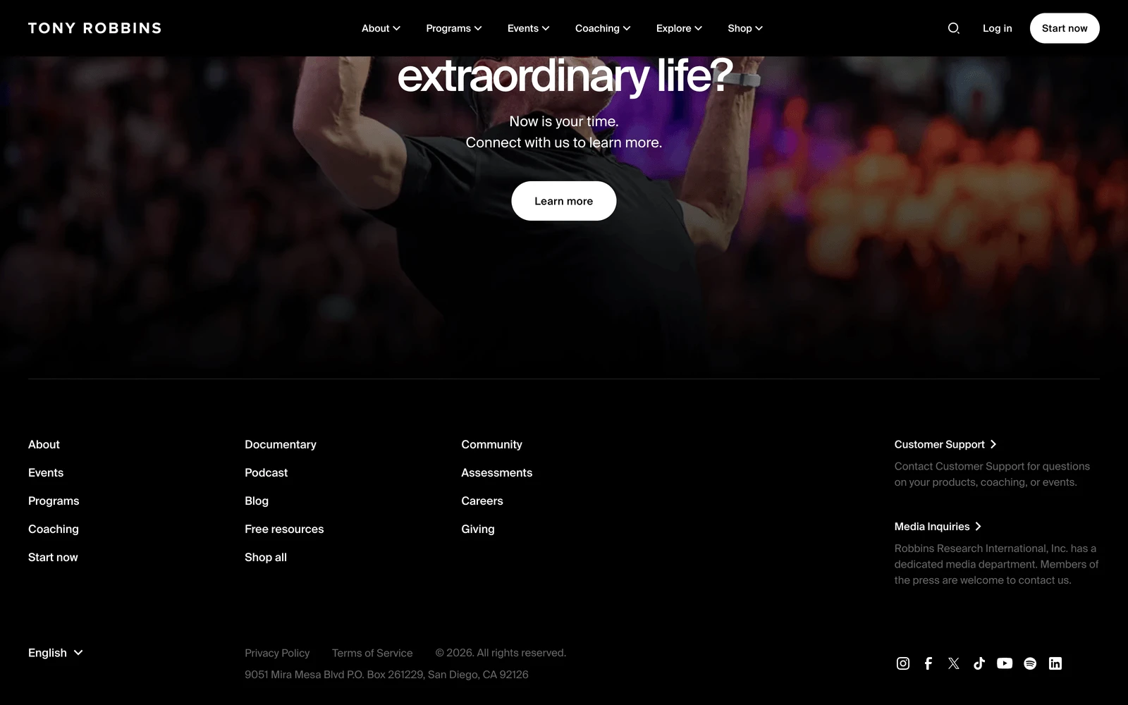 Bottom screenshot of TonyRobbins.com
