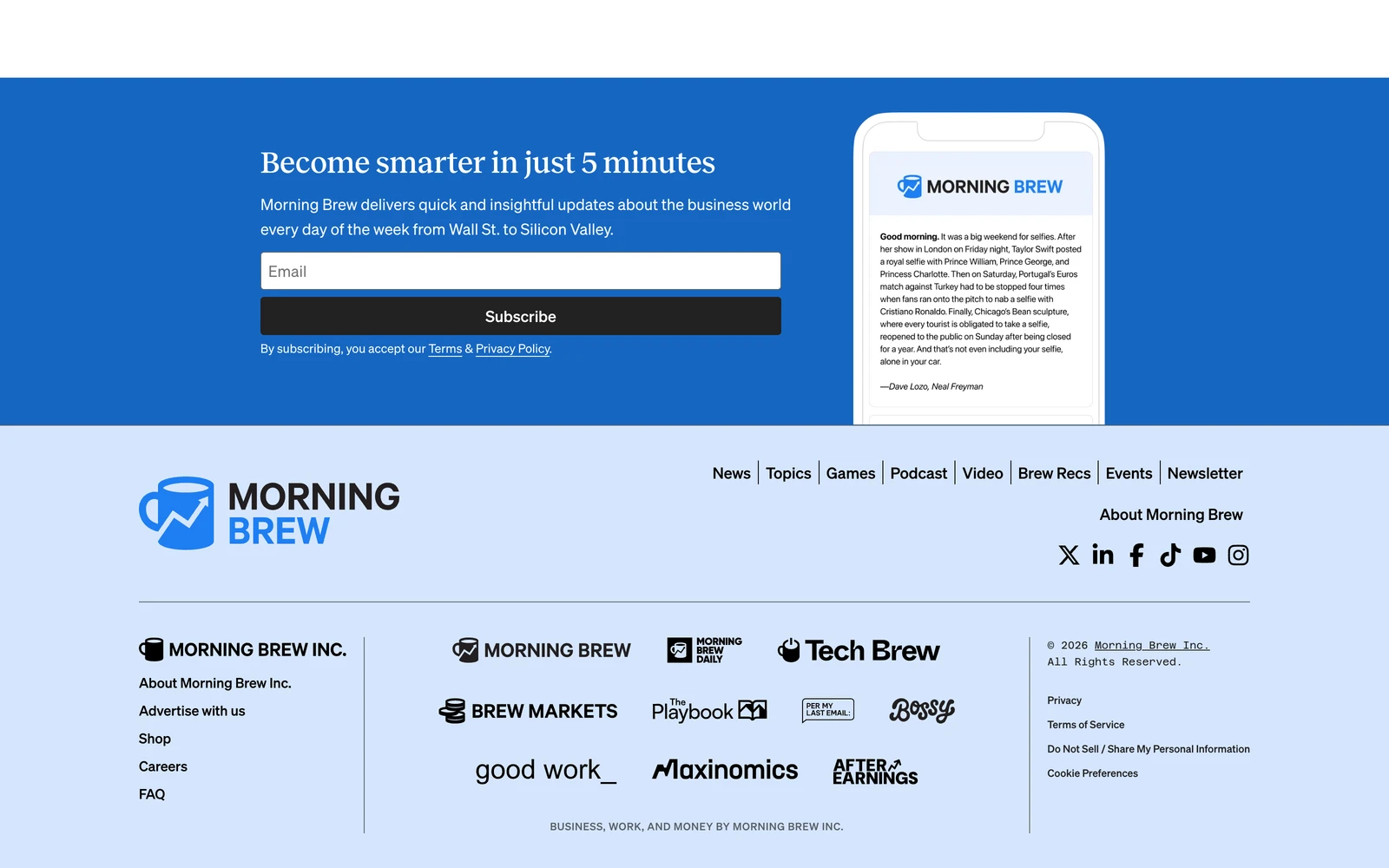 Bottom screenshot of MorningBrew.com