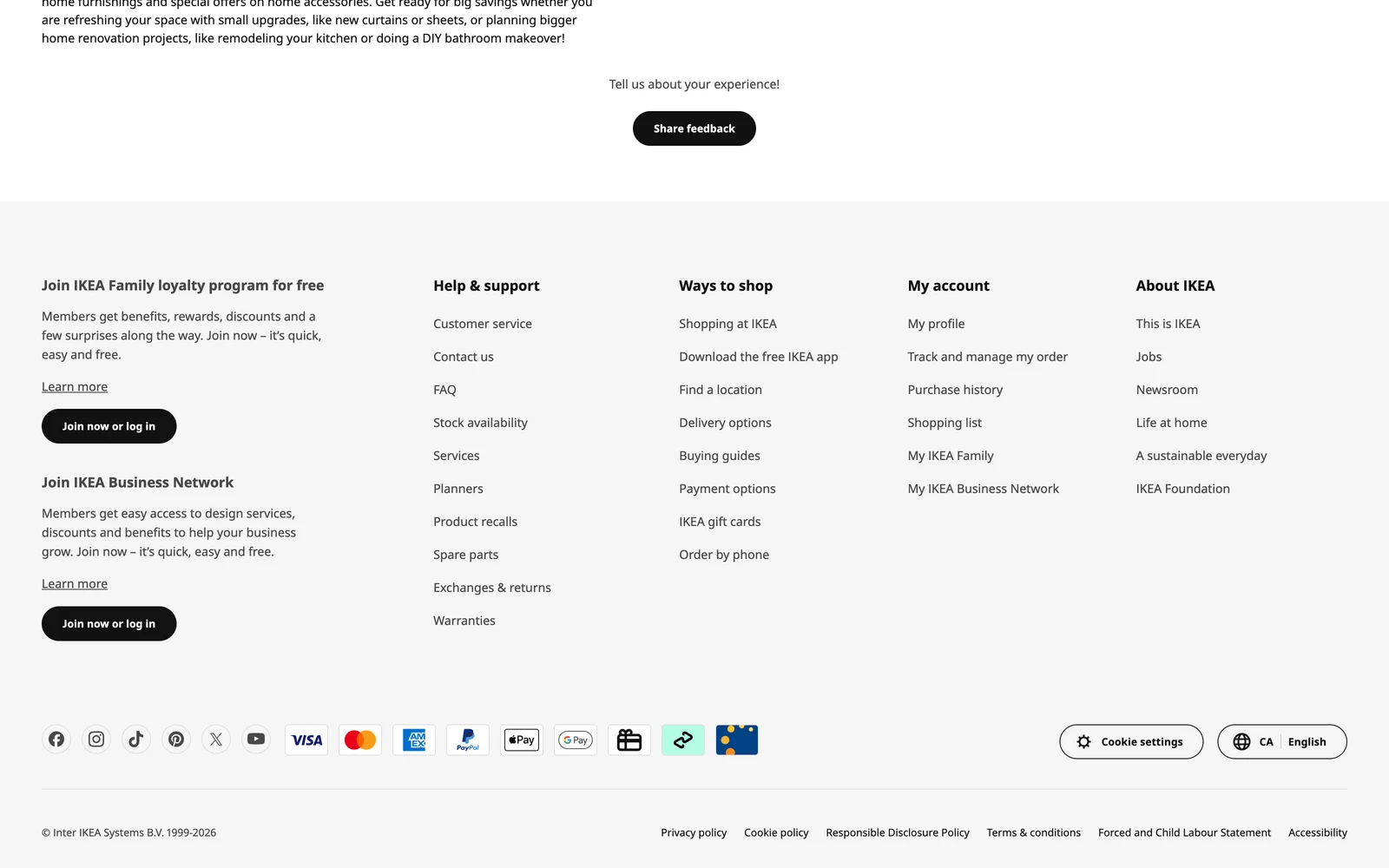 Bottom screenshot of IKEA.ca