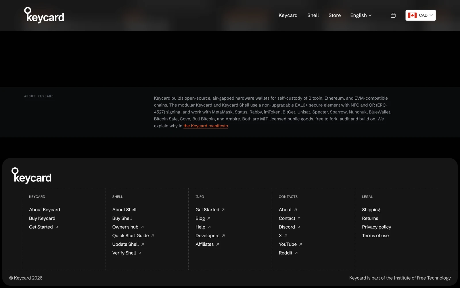 Bottom screenshot of Keycard.tech