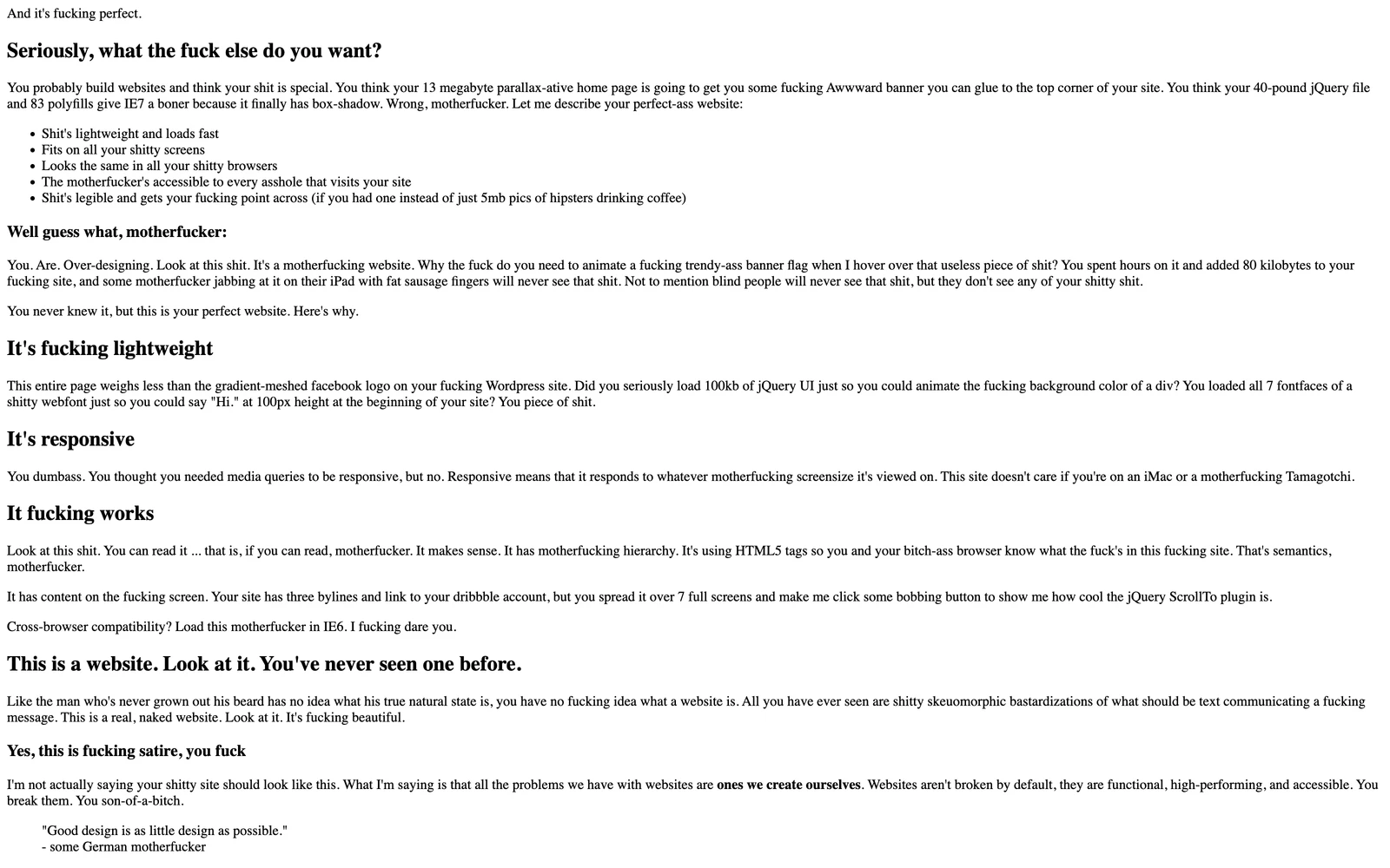 Bottom screenshot of MotherfuckingWebsite.com
