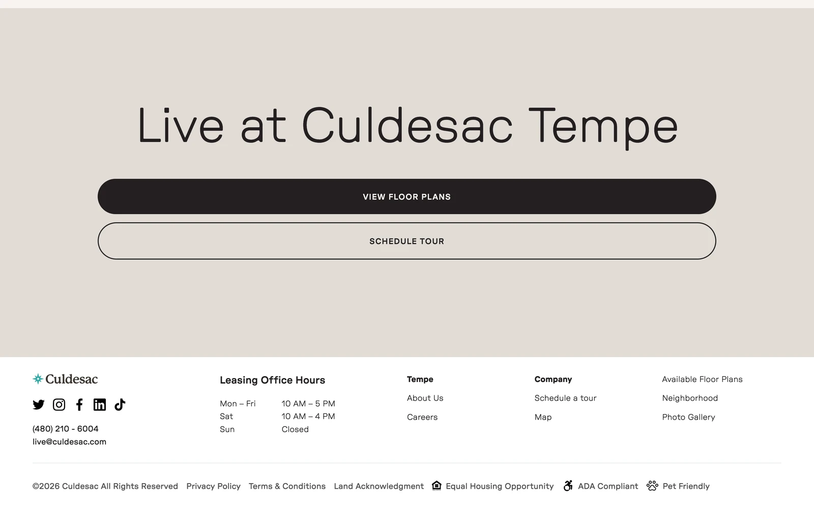 Bottom screenshot of Culdesac.com