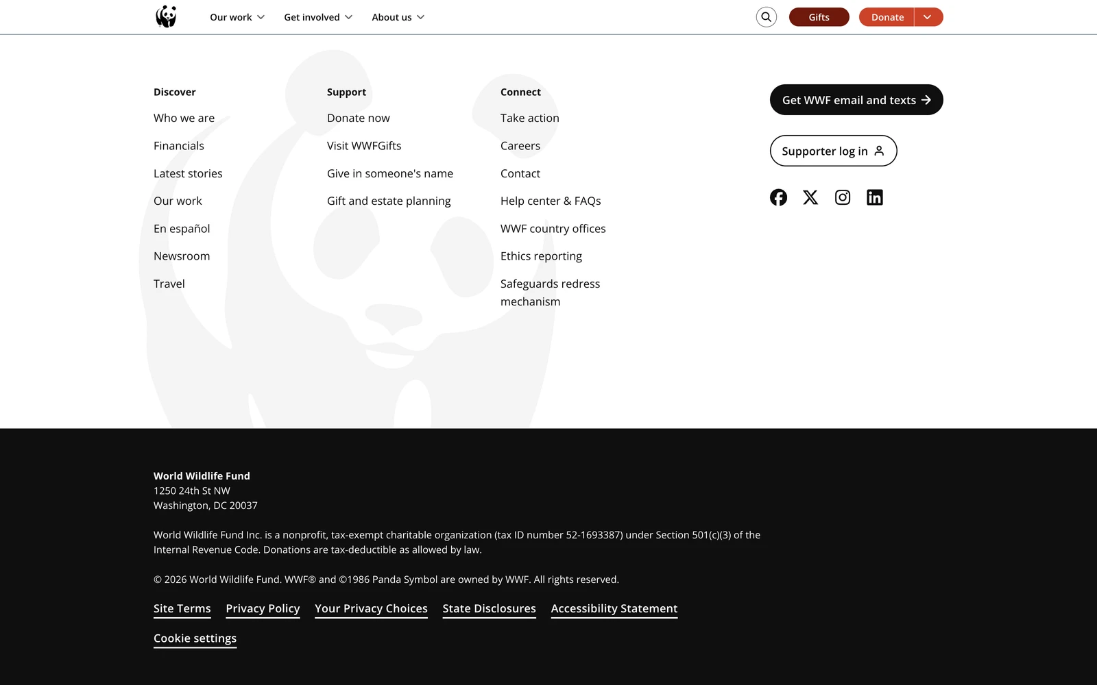 Bottom screenshot of WorldWildlife.org