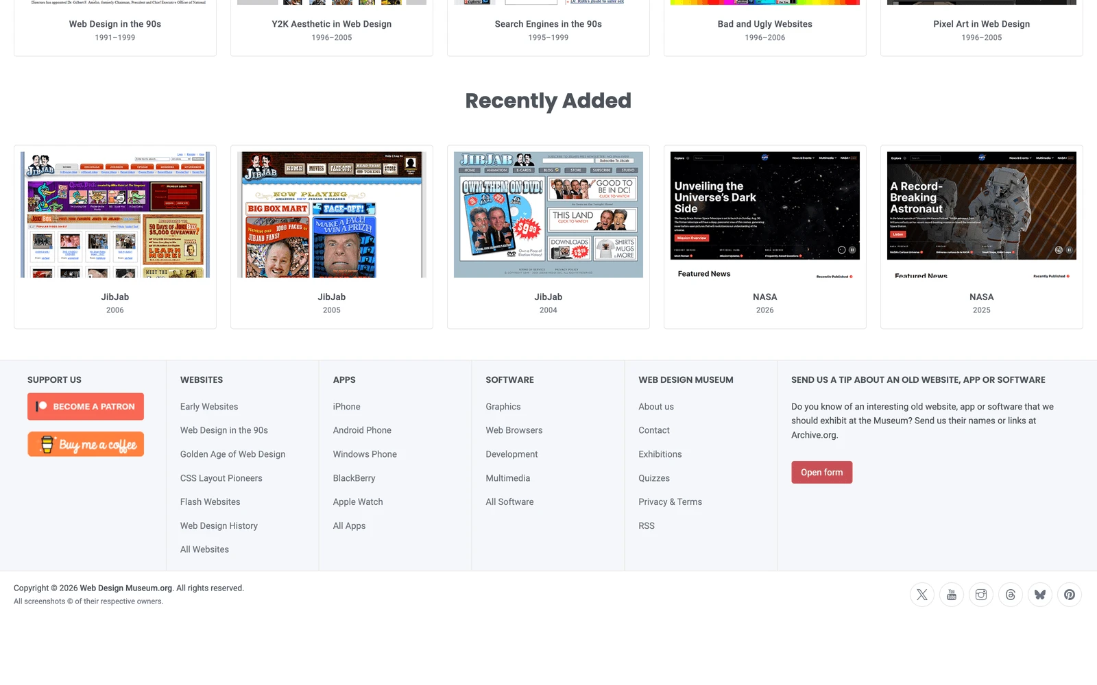 Bottom screenshot of WebDesignMuseum.org