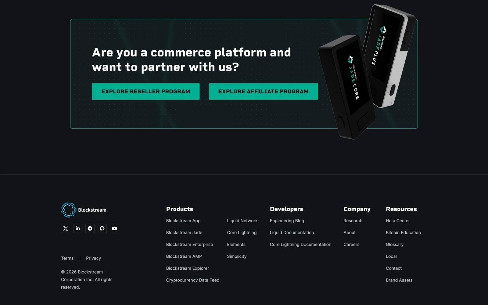 Bottom screenshot of Blockstream.com Jade