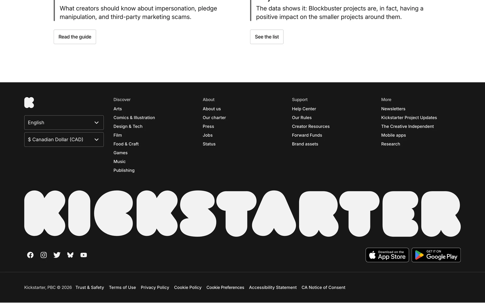 Bottom screenshot of Kickstarter.com