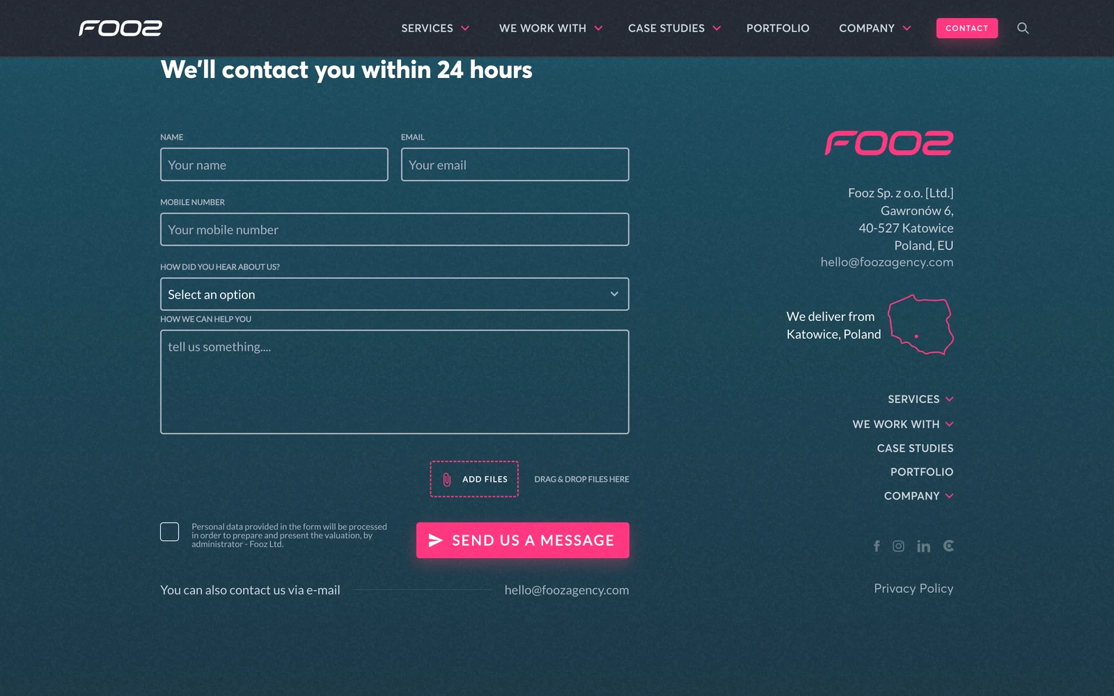 Bottom screenshot of FoozAgency.com