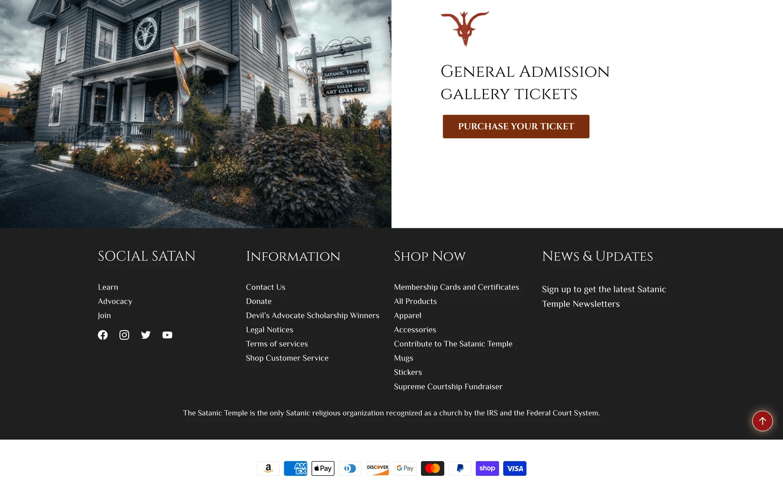 Bottom screenshot of TheSatanicTemple.com