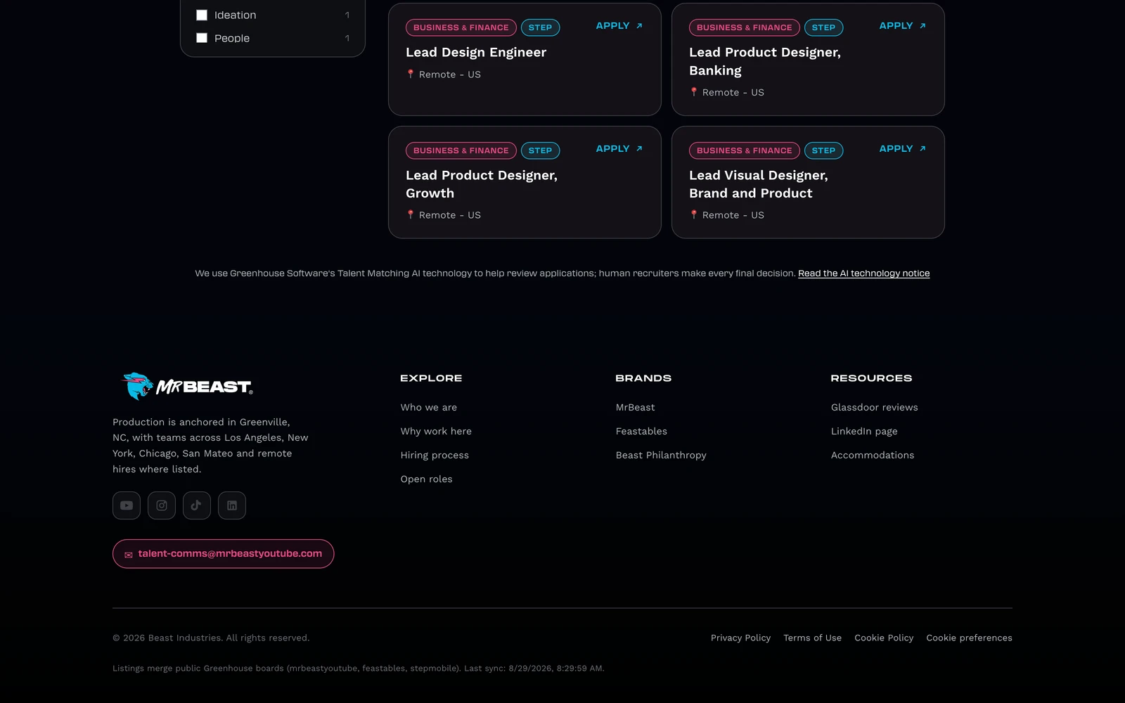 Bottom screenshot of MrBeastJobs.com