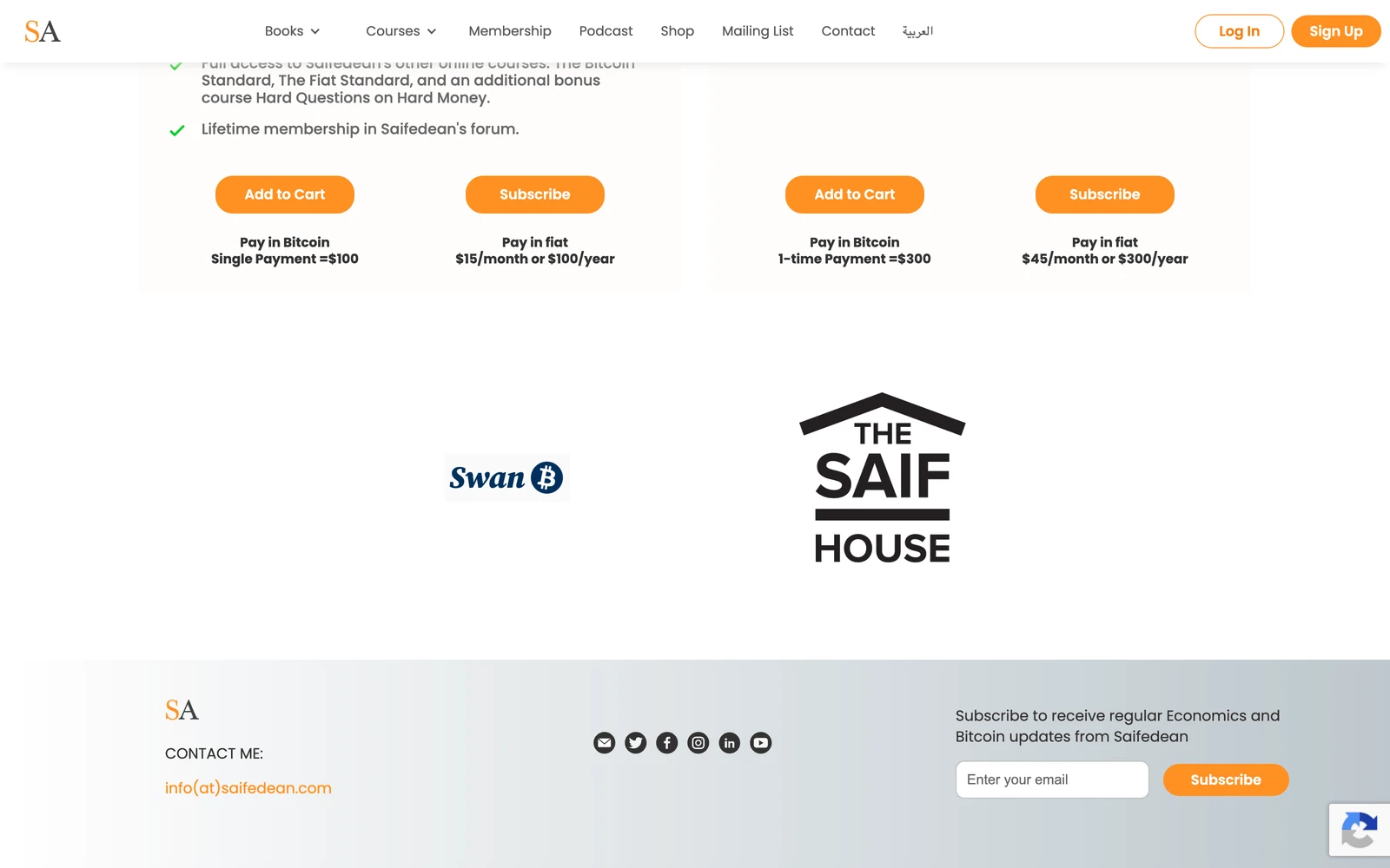 Bottom screenshot of Saifedean.com