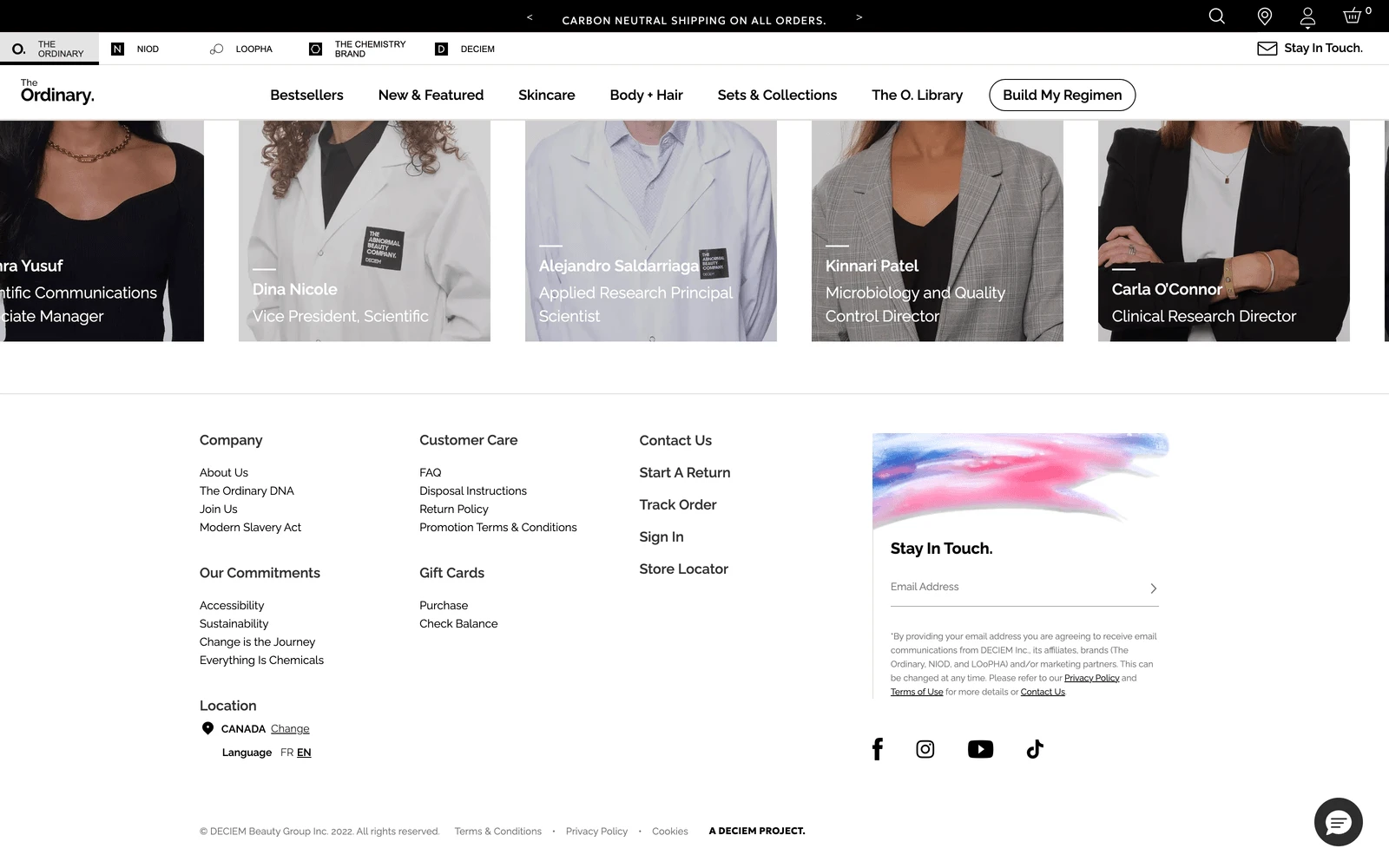 Bottom screenshot of TheOrdinary.com