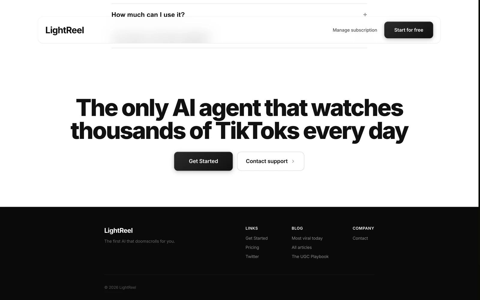 Bottom screenshot of LightReel.ai