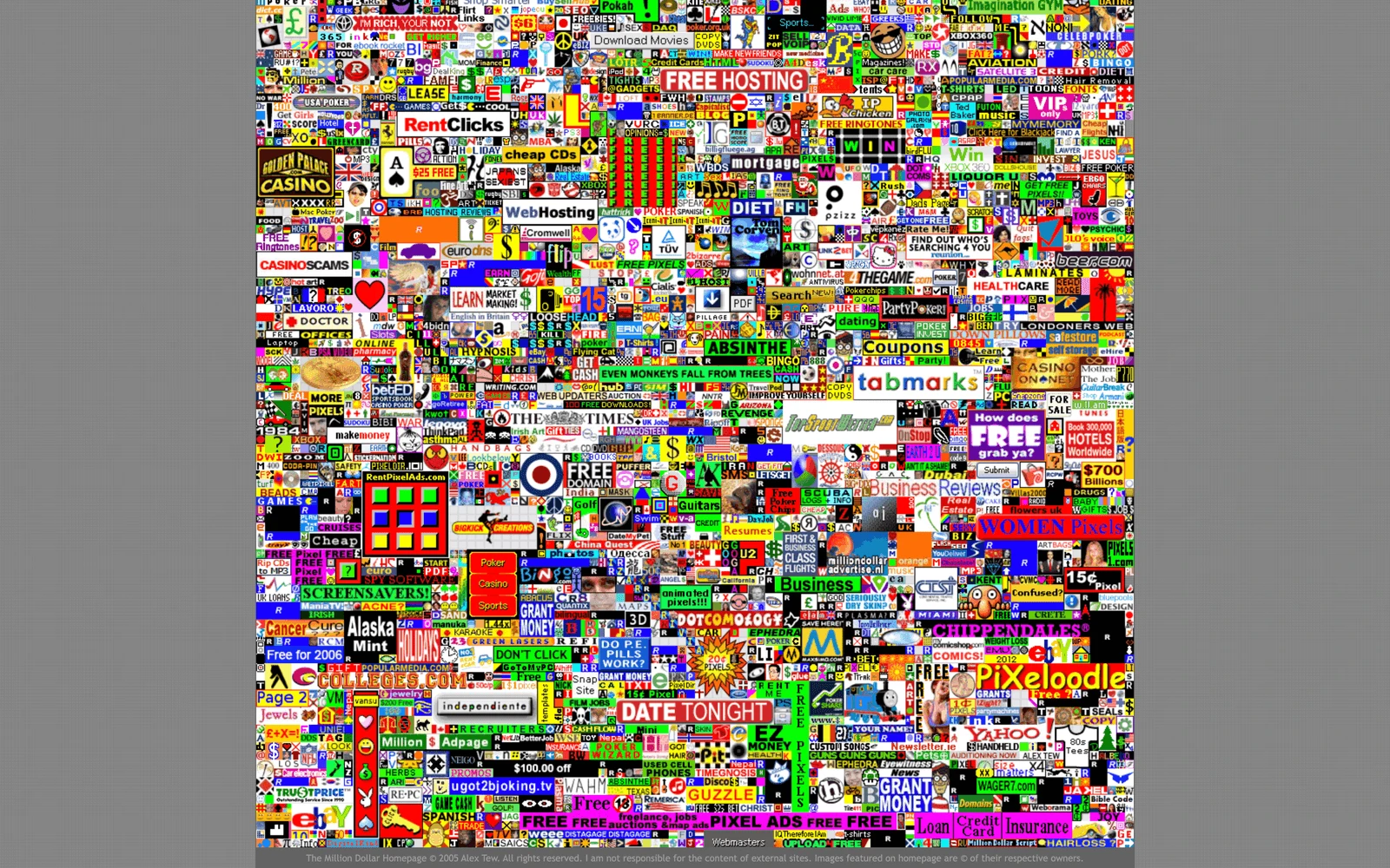 Bottom screenshot of MillionDollarHomepage.com