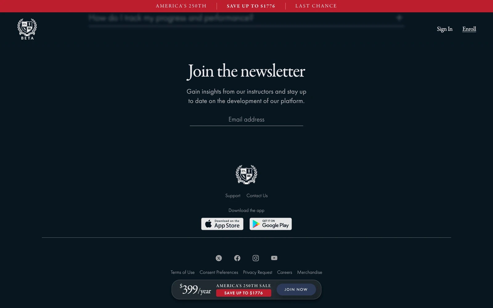 Bottom screenshot of PetersonAcademy.com