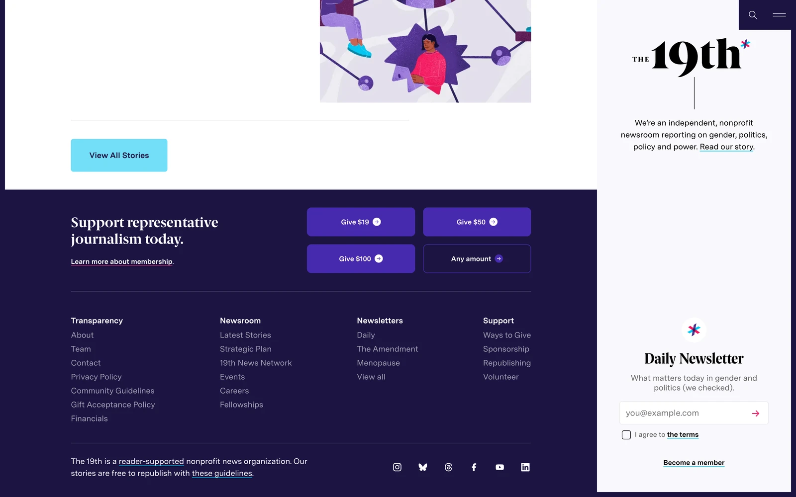Bottom screenshot of 19thNews.org