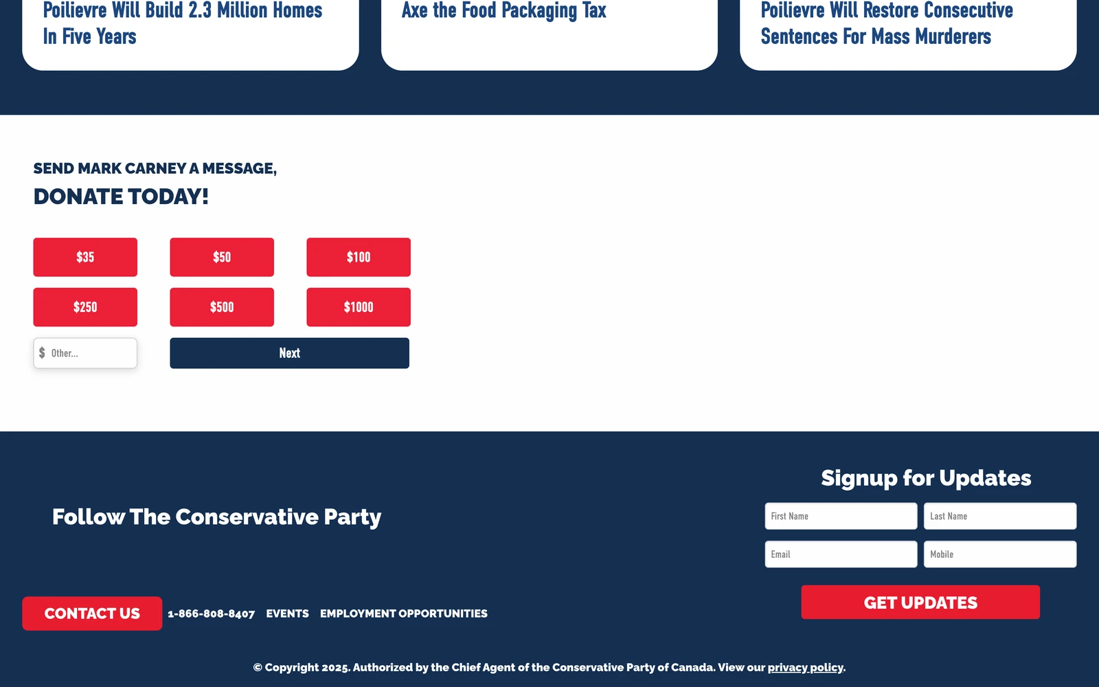Bottom screenshot of Conservative.ca