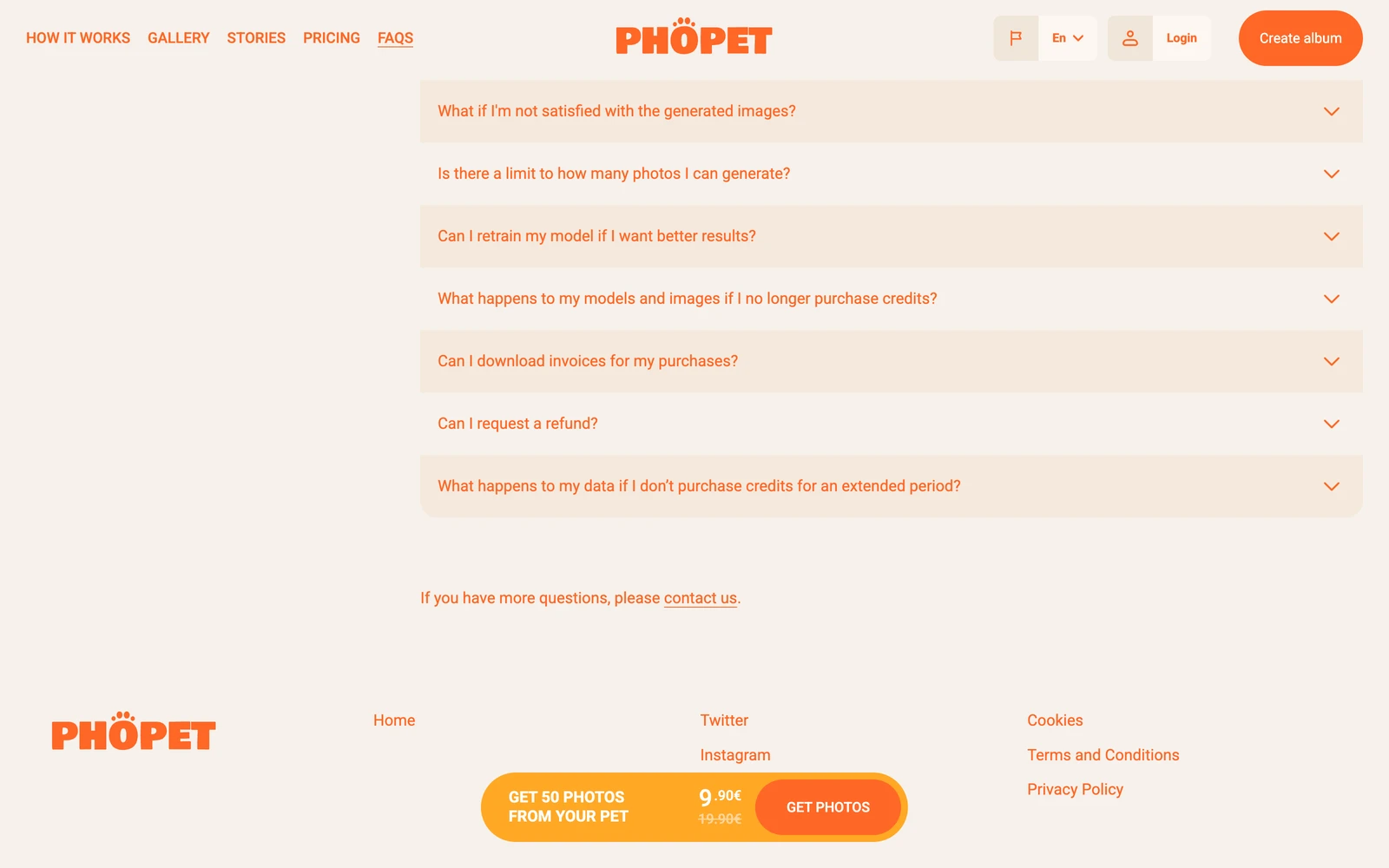 Bottom screenshot of Phopet.com