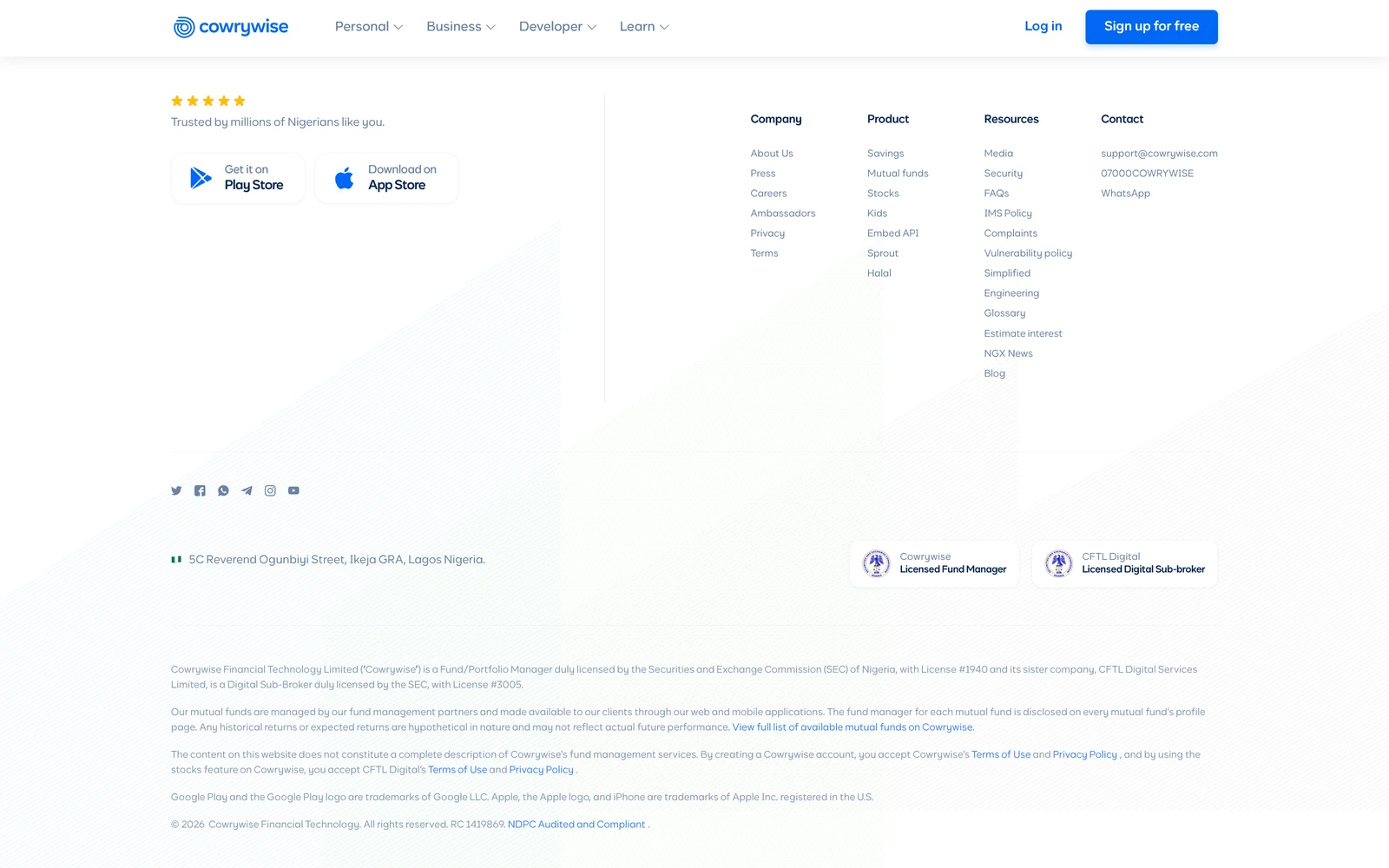 Bottom screenshot of Cowrywise.com