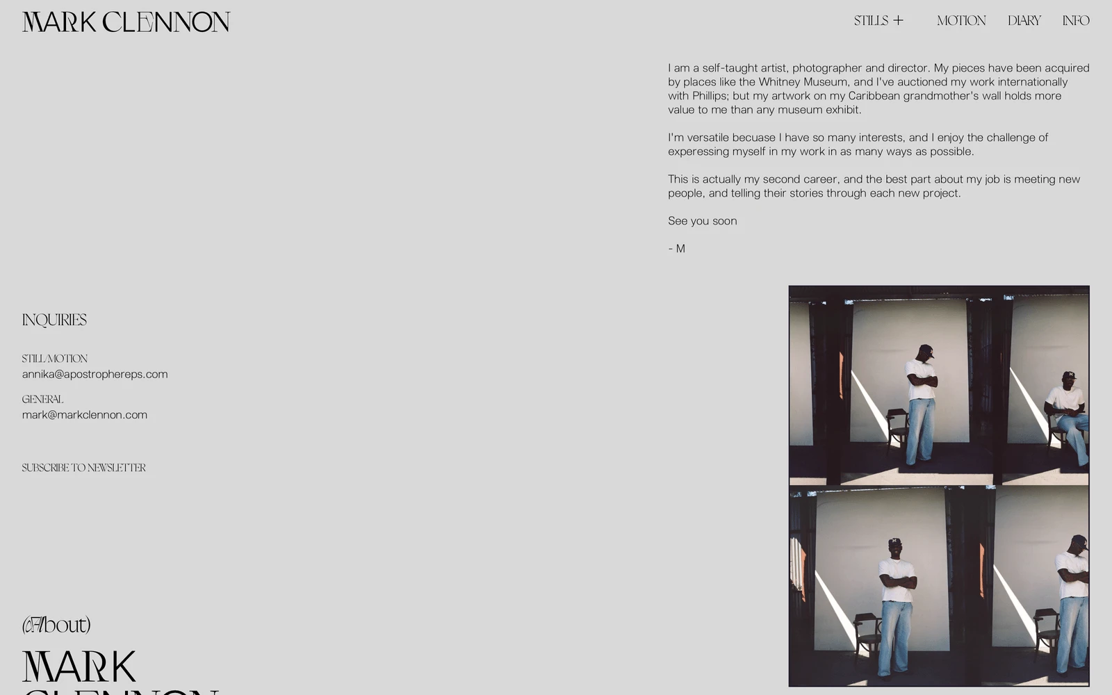 Bottom screenshot of MarkClennon.com