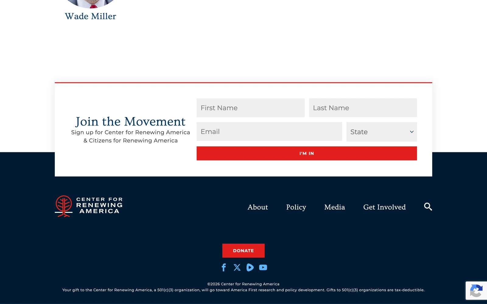 Bottom screenshot of AmericaRenewing.com