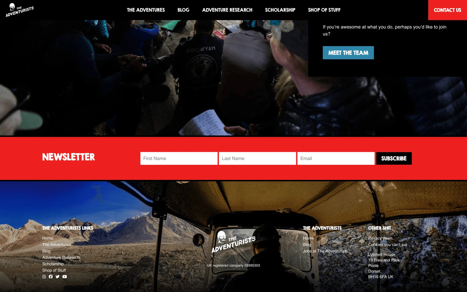 Bottom screenshot of TheAdventurists.com