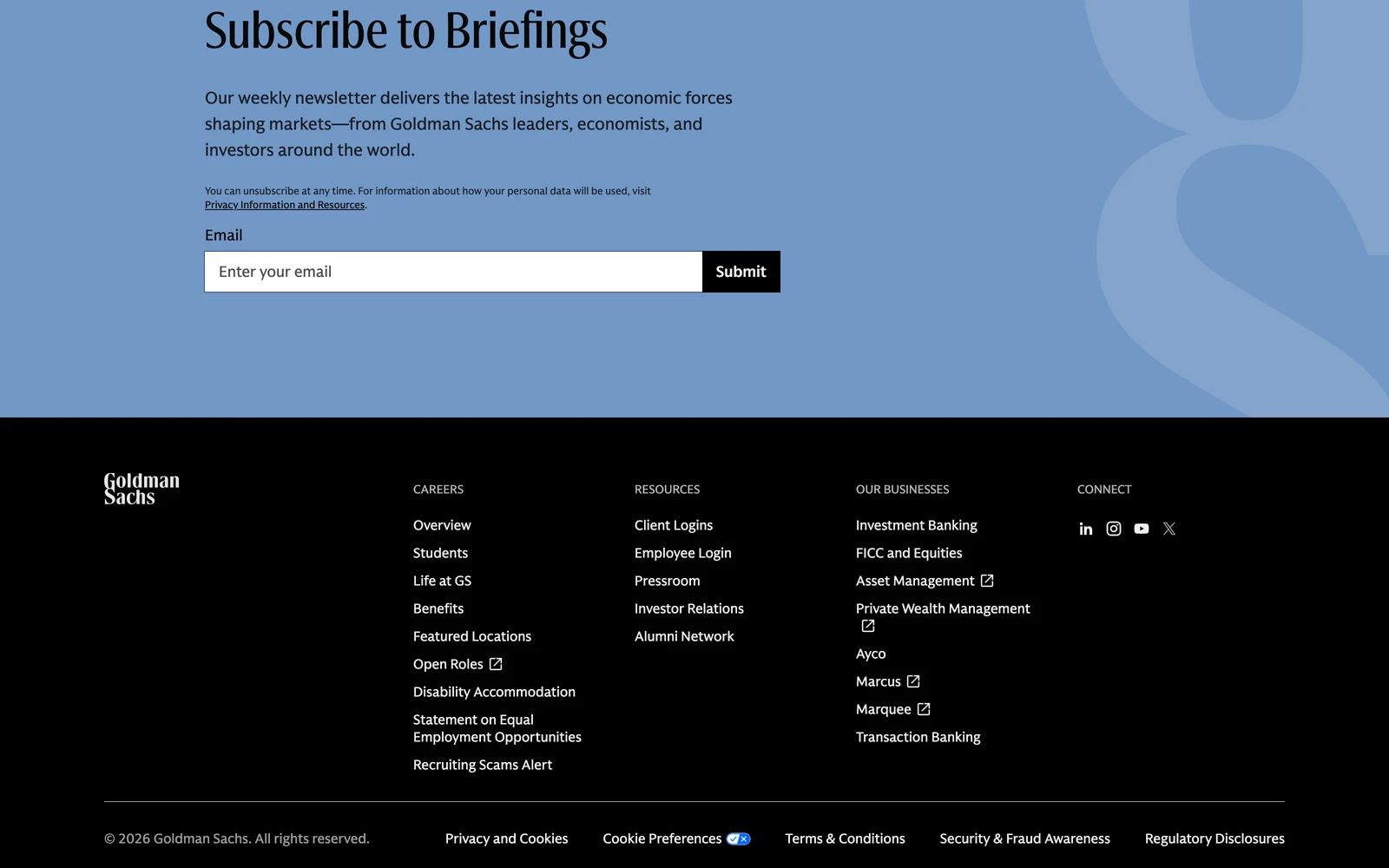 Bottom screenshot of GoldmanSachs.com