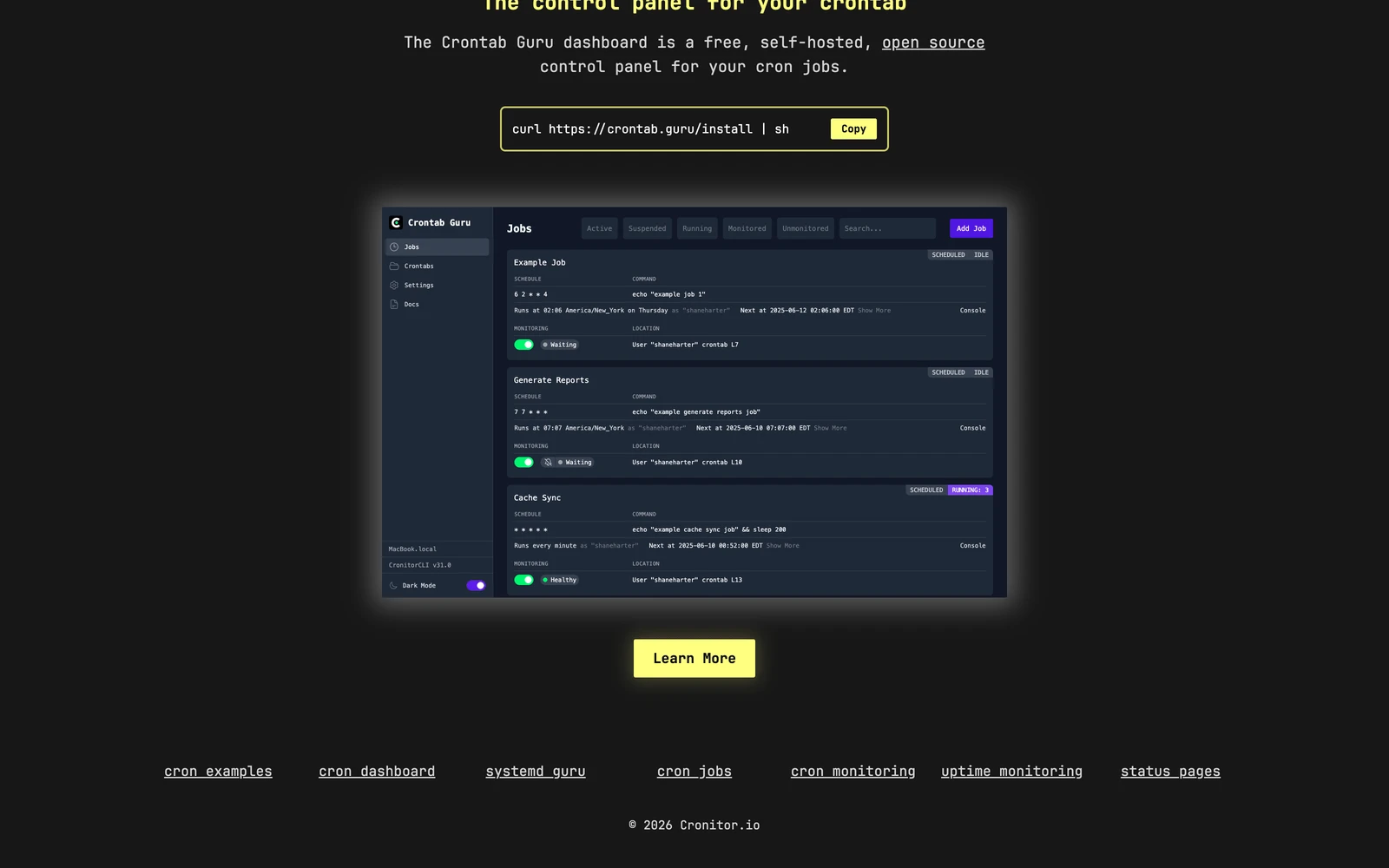 Bottom screenshot of Crontab.Guru