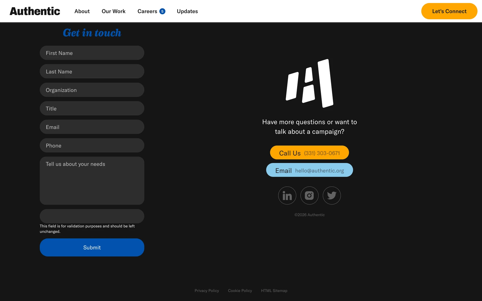 Bottom screenshot of Authentic.org