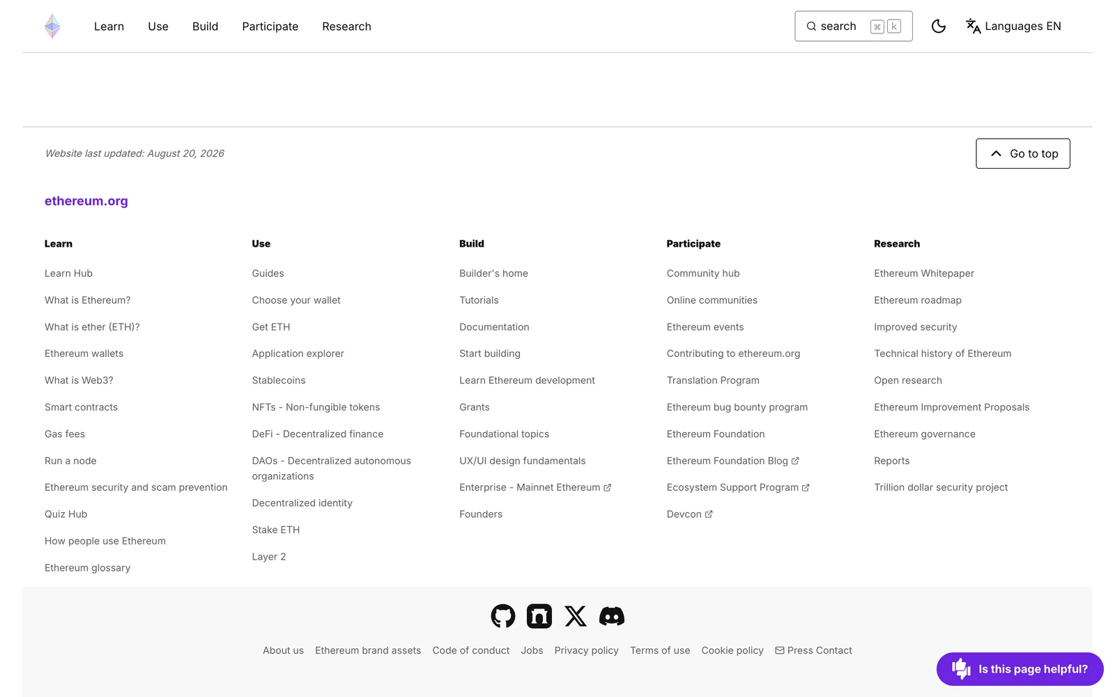 Bottom screenshot of Ethereum.org
