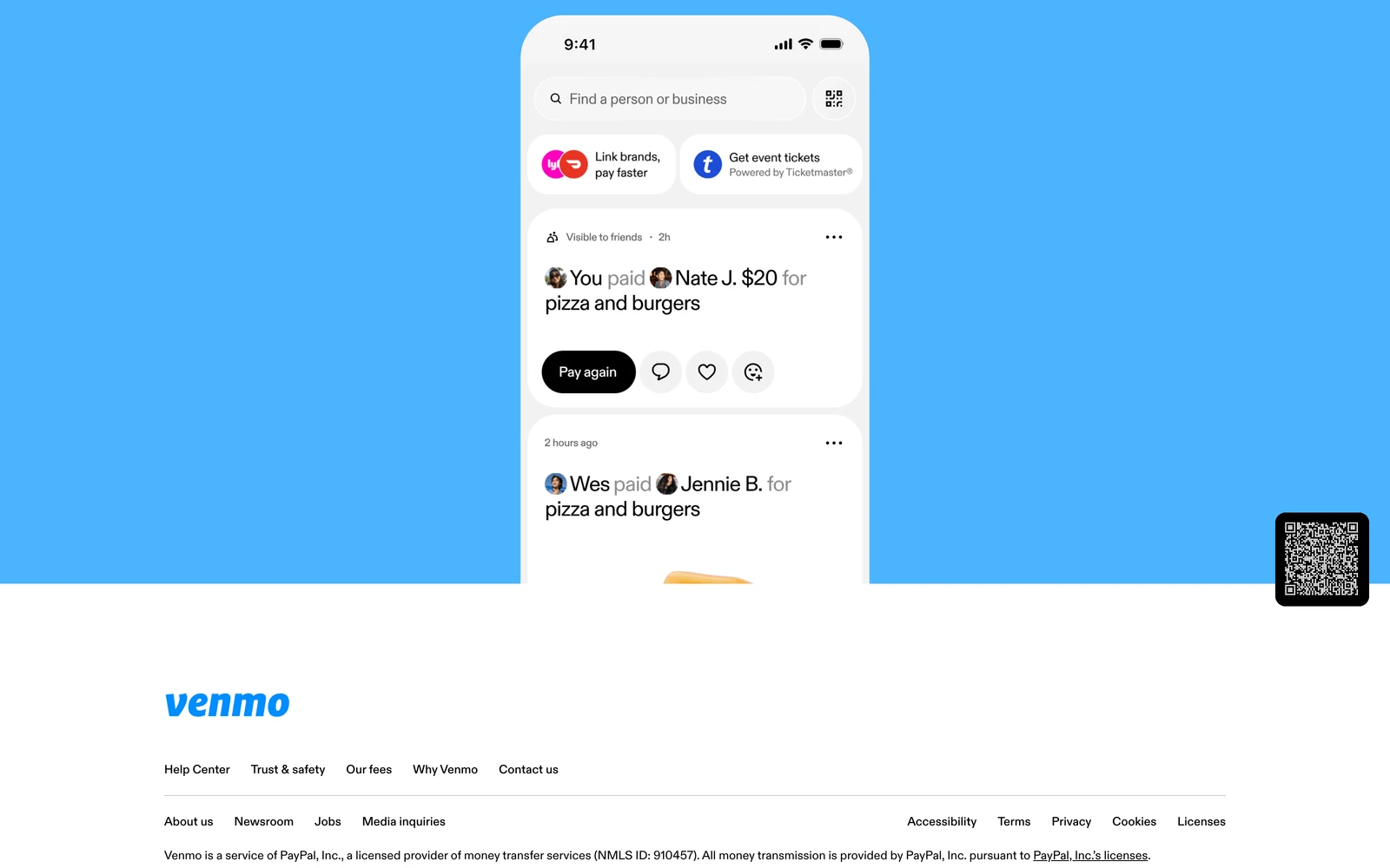 Bottom screenshot of Venmo.com