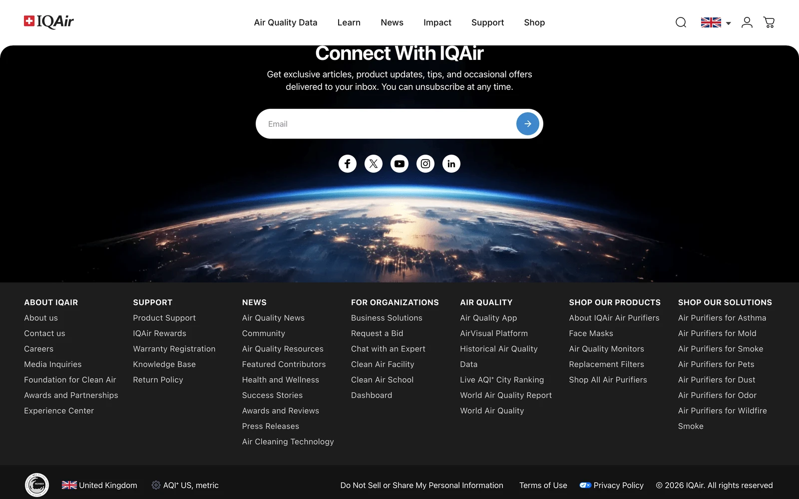 Bottom screenshot of IQAir.com