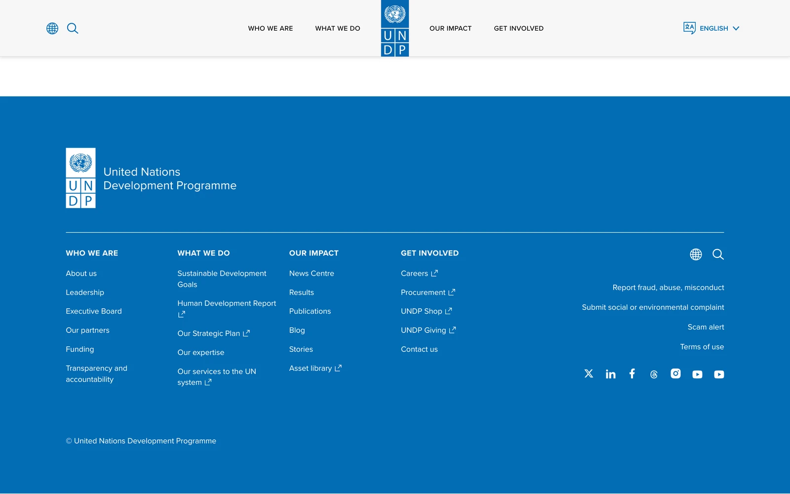 Bottom screenshot of UNDP.org