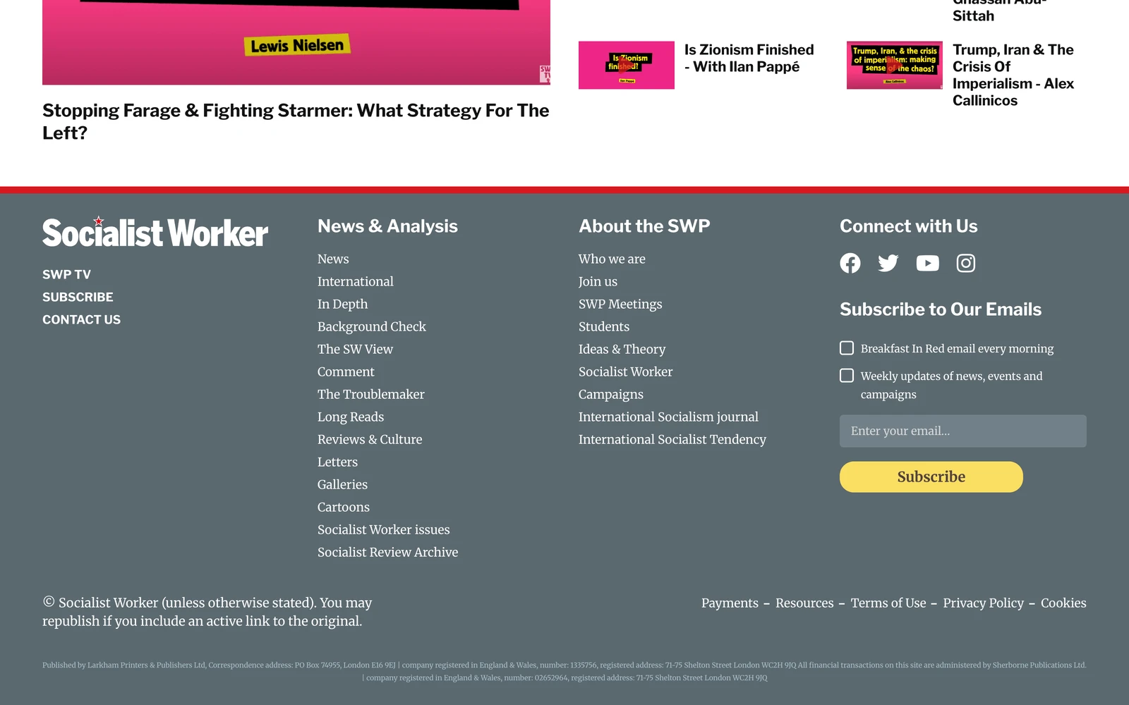 Bottom screenshot of SocialistWorker.co.uk