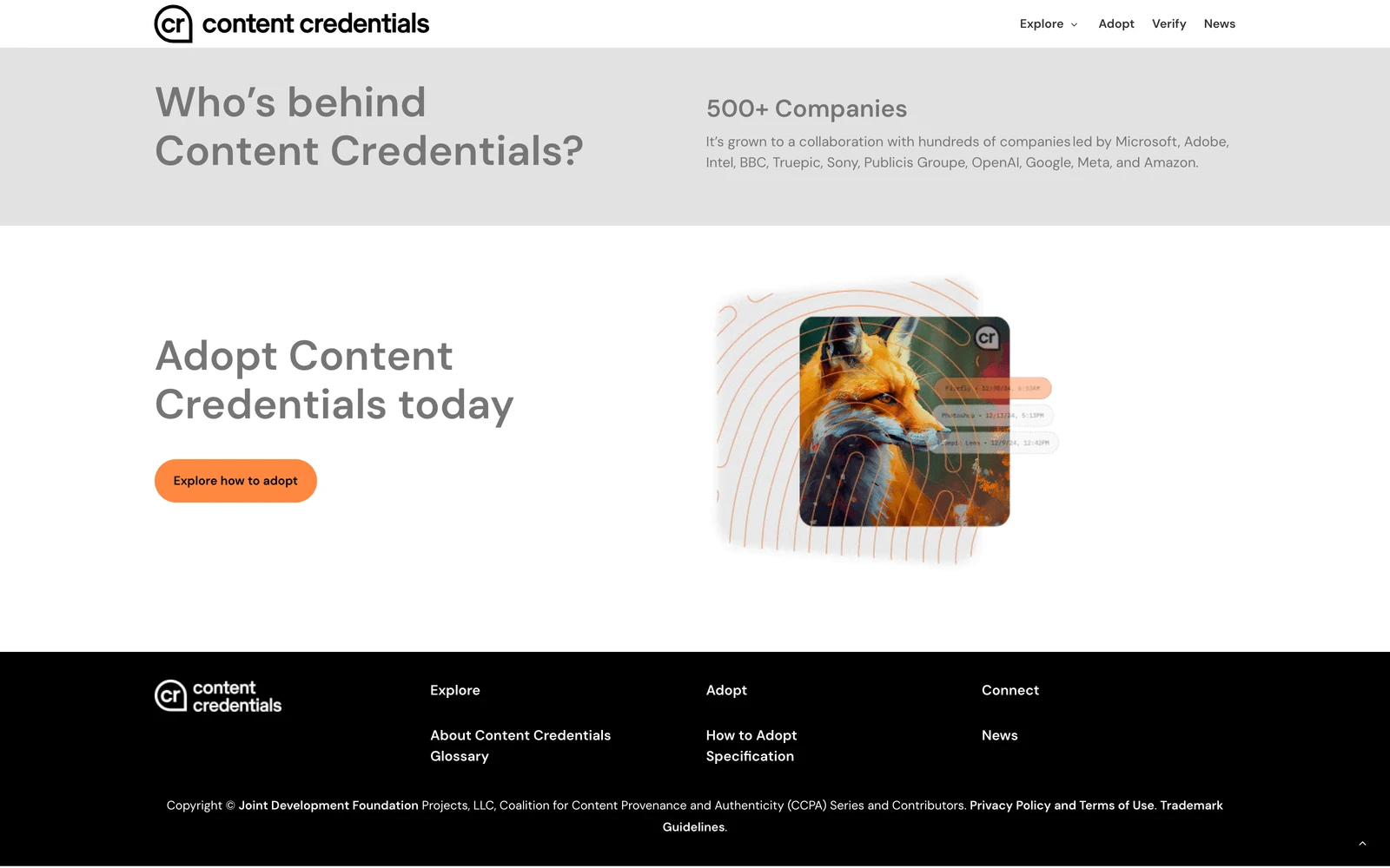 Bottom screenshot of ContentCredentials.org