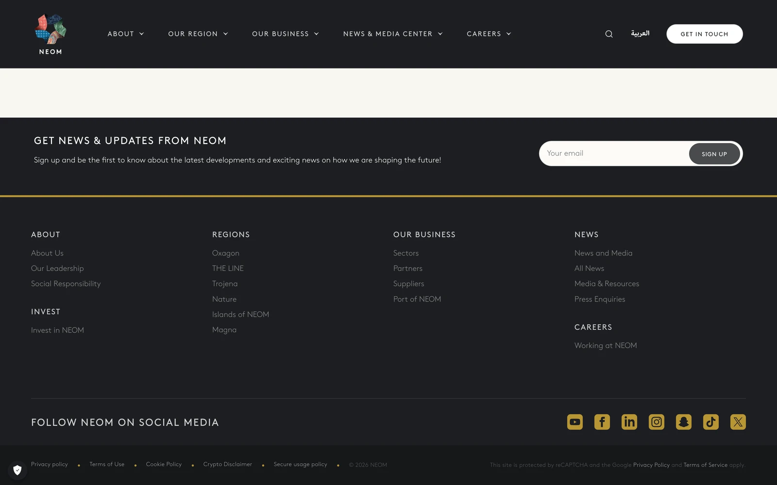 Bottom screenshot of NEOM.com