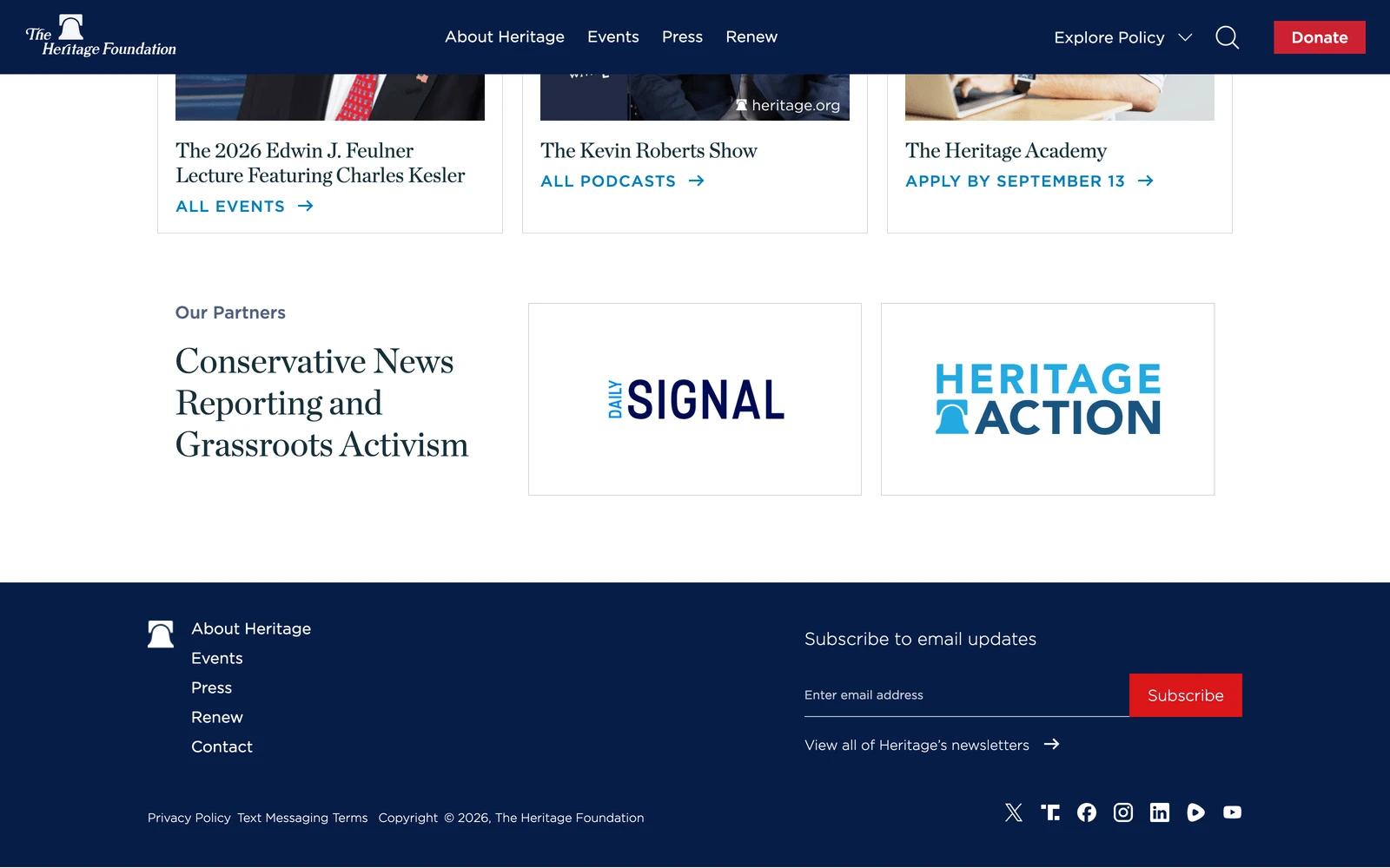 Bottom screenshot of Heritage.org