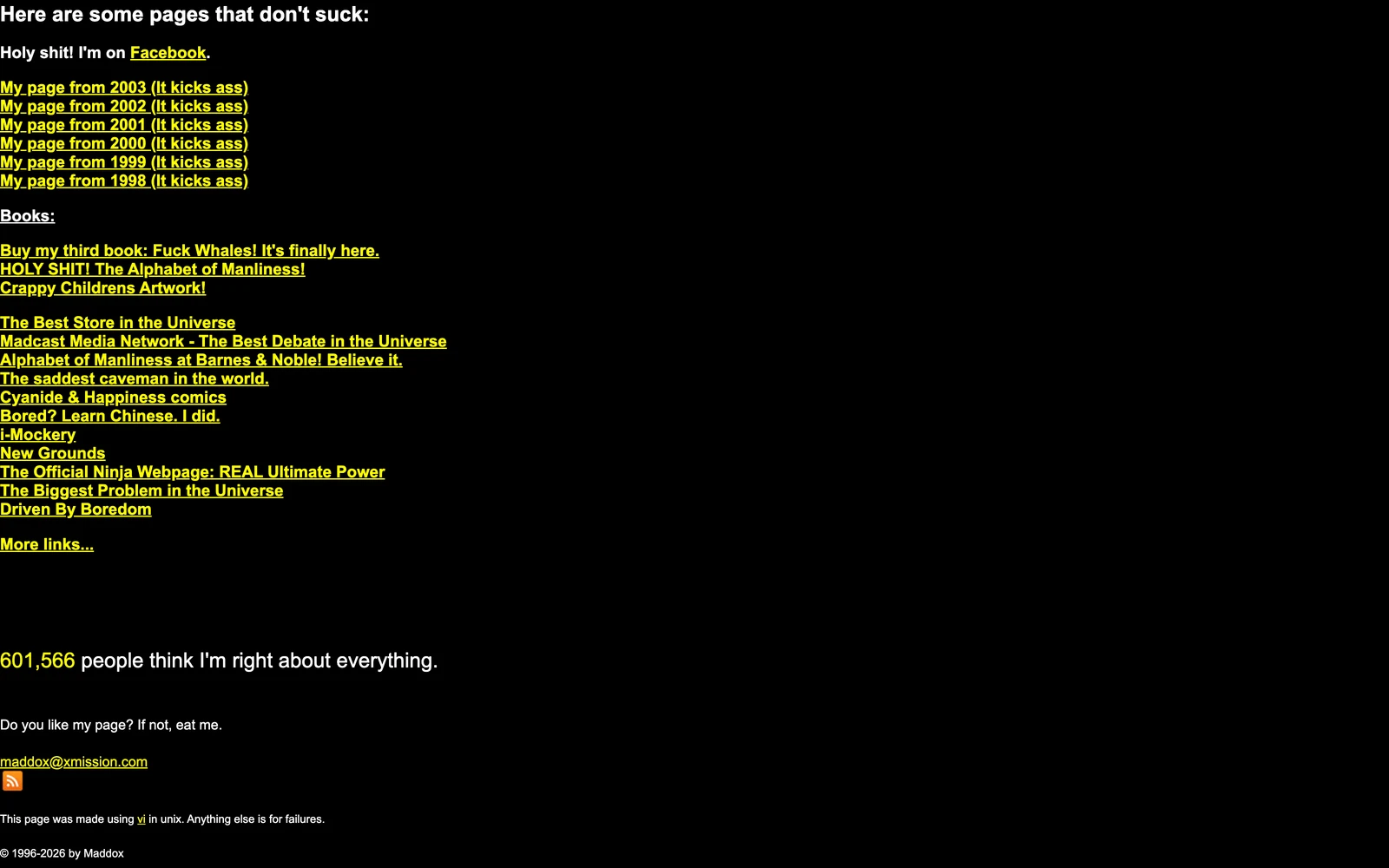 Bottom screenshot of TheBestPageInTheUniverse.net
