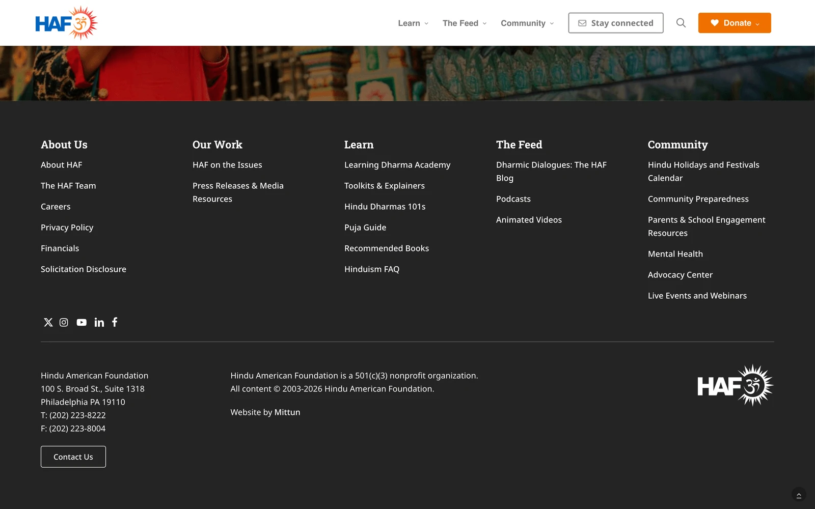 Bottom screenshot of HinduAmerican.org