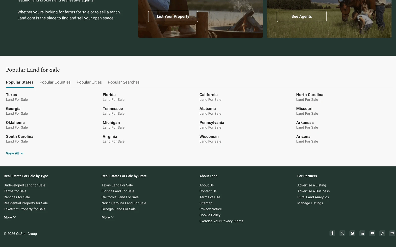 Bottom screenshot of Land.com