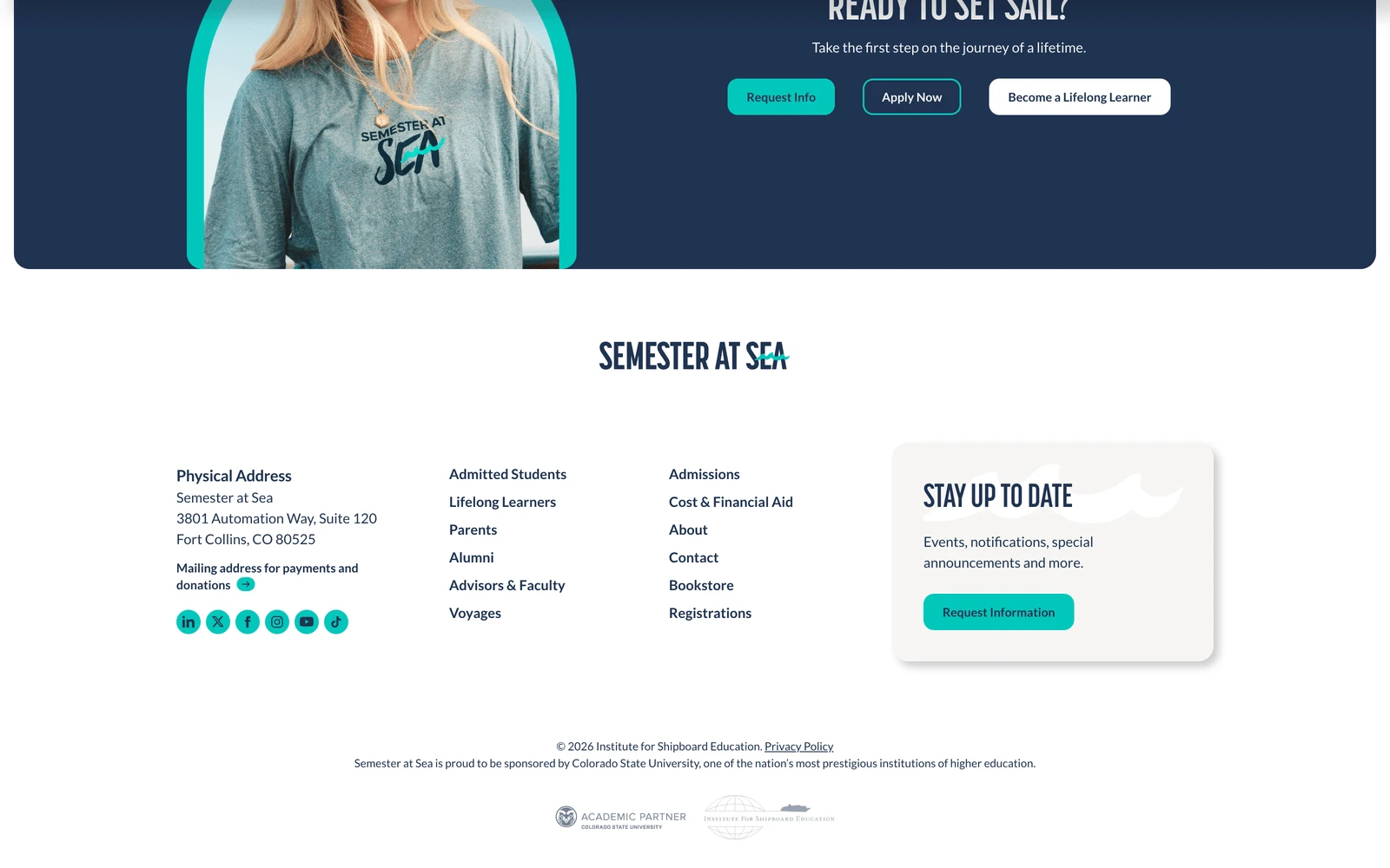 Bottom screenshot of SemesterAtSea.org