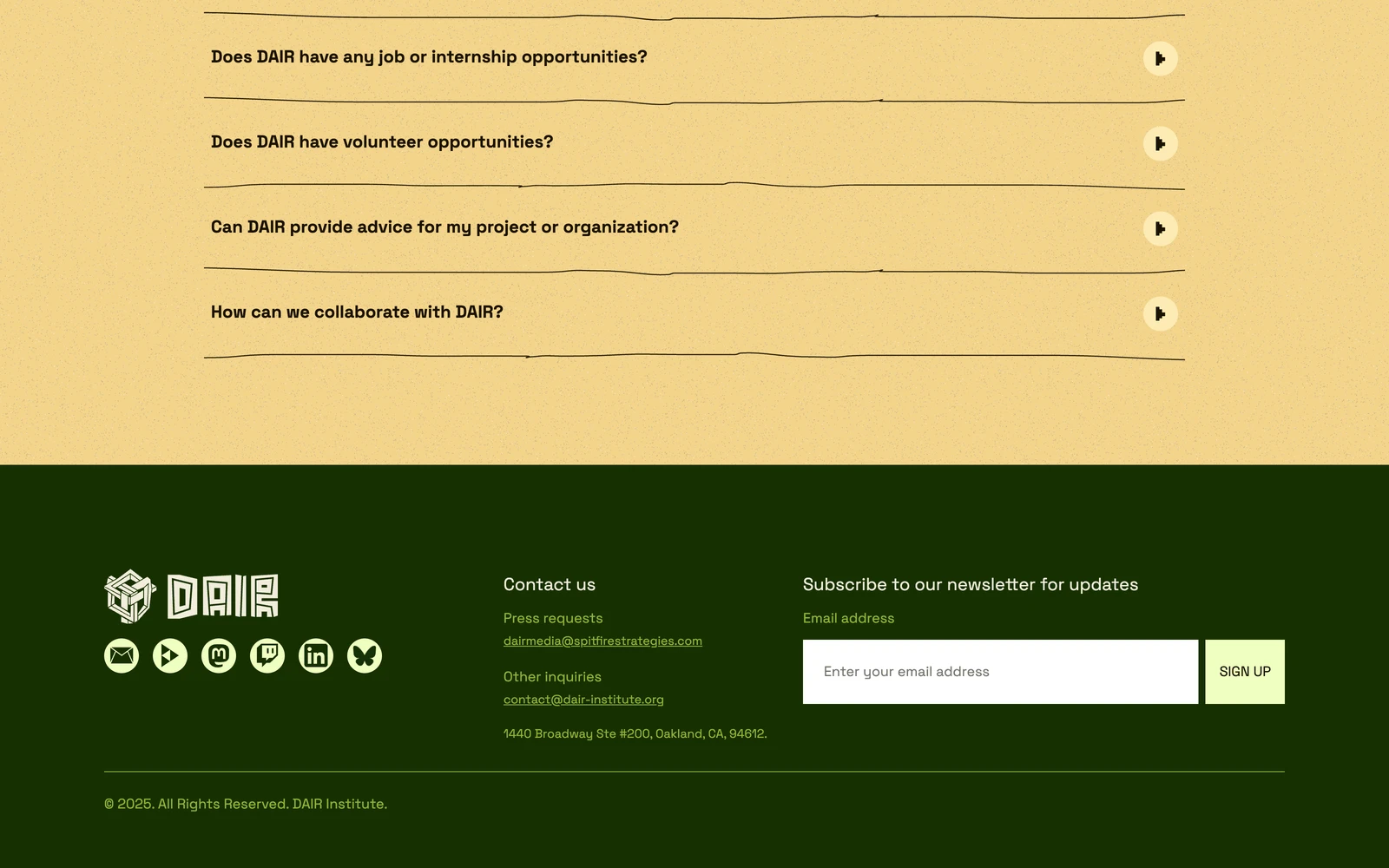 Bottom screenshot of DAIR-Institute.org