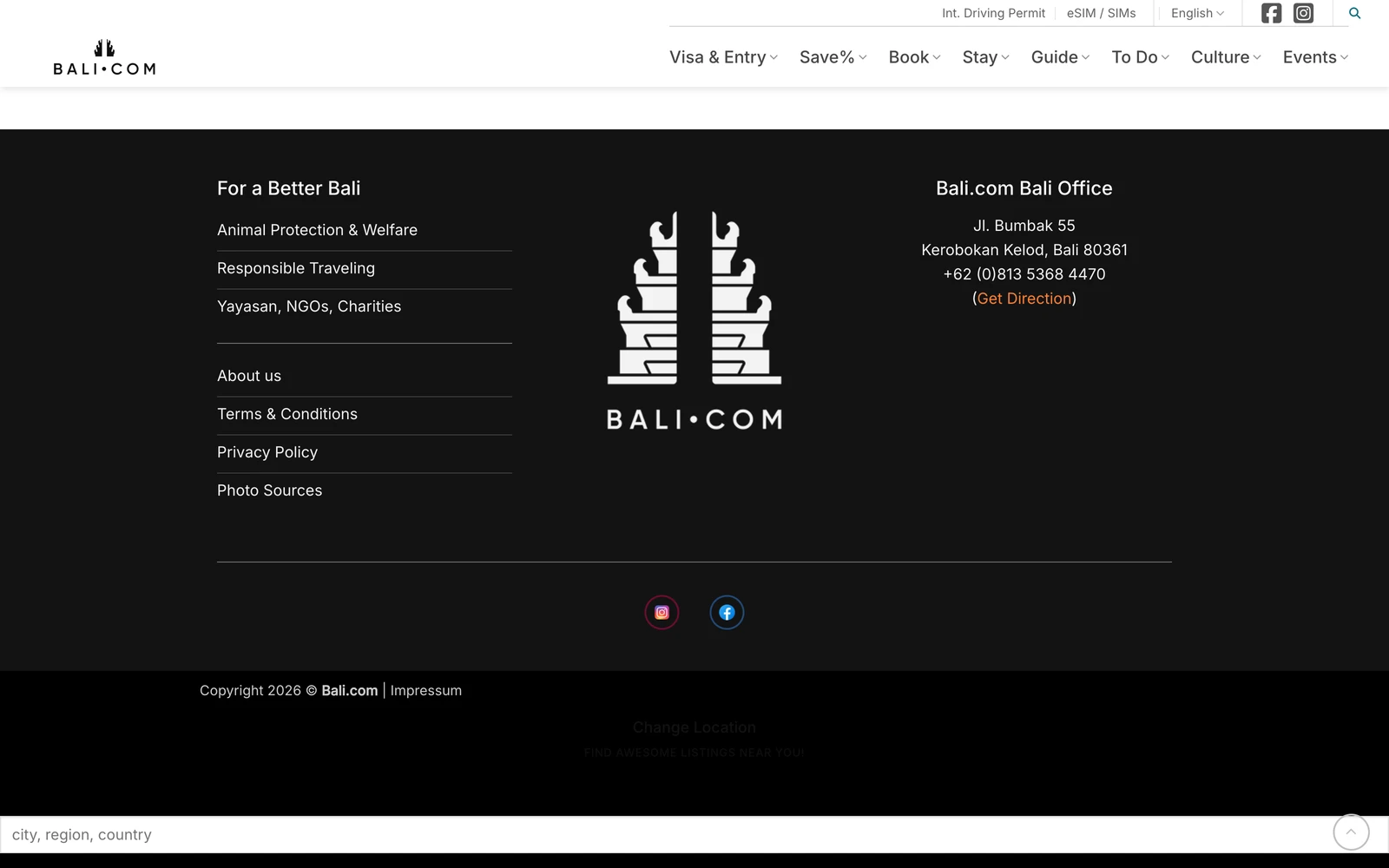 Bottom screenshot of Bali.com