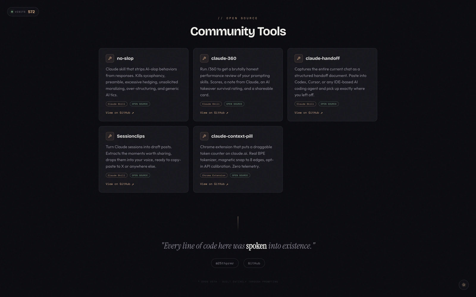 Bottom screenshot of 25TH.dev