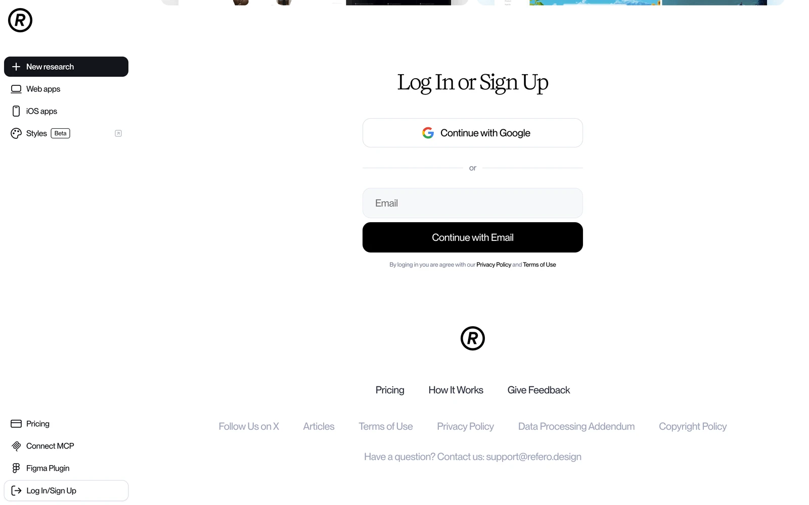 Bottom screenshot of Refero.design