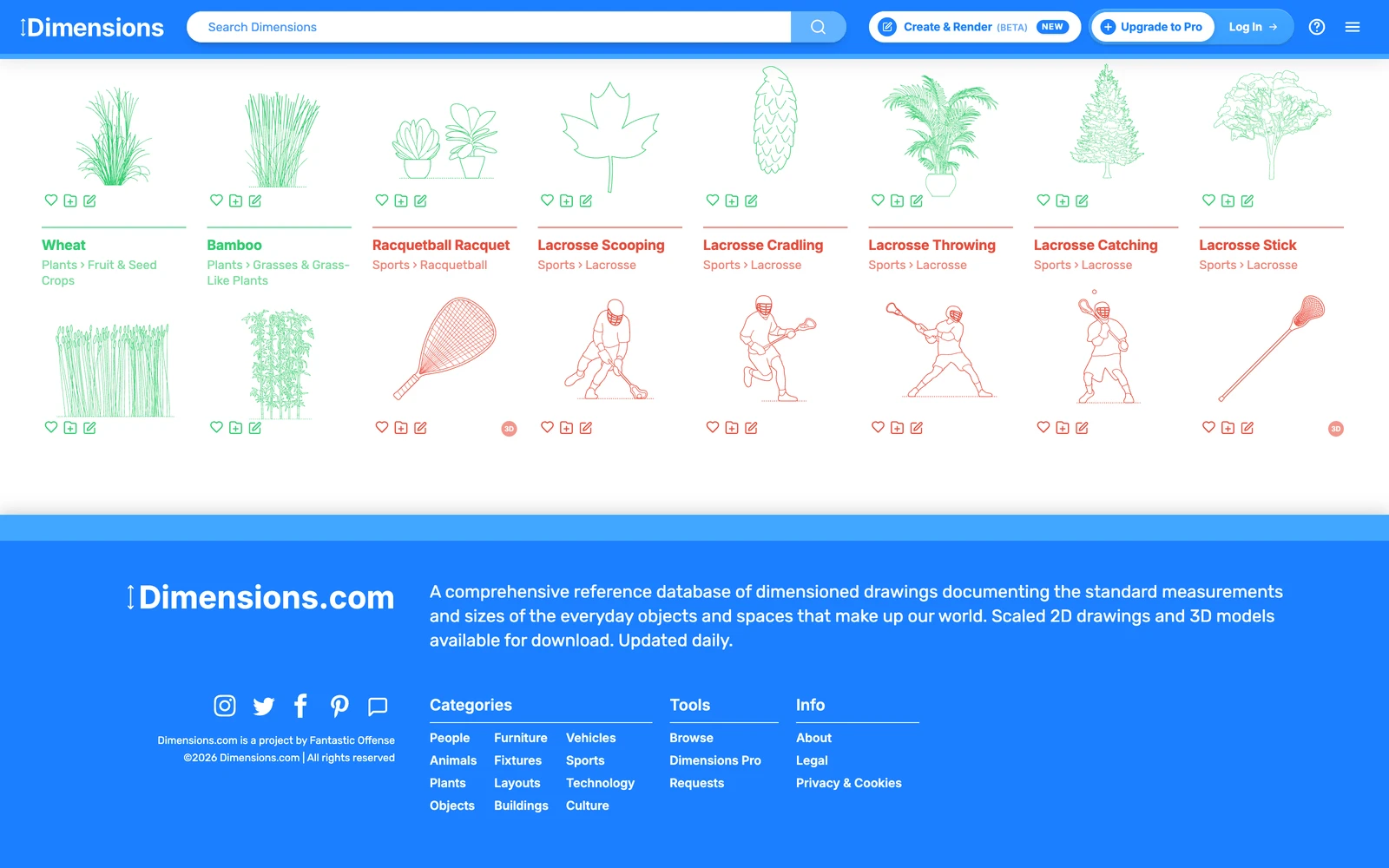 Bottom screenshot of Dimensions.com